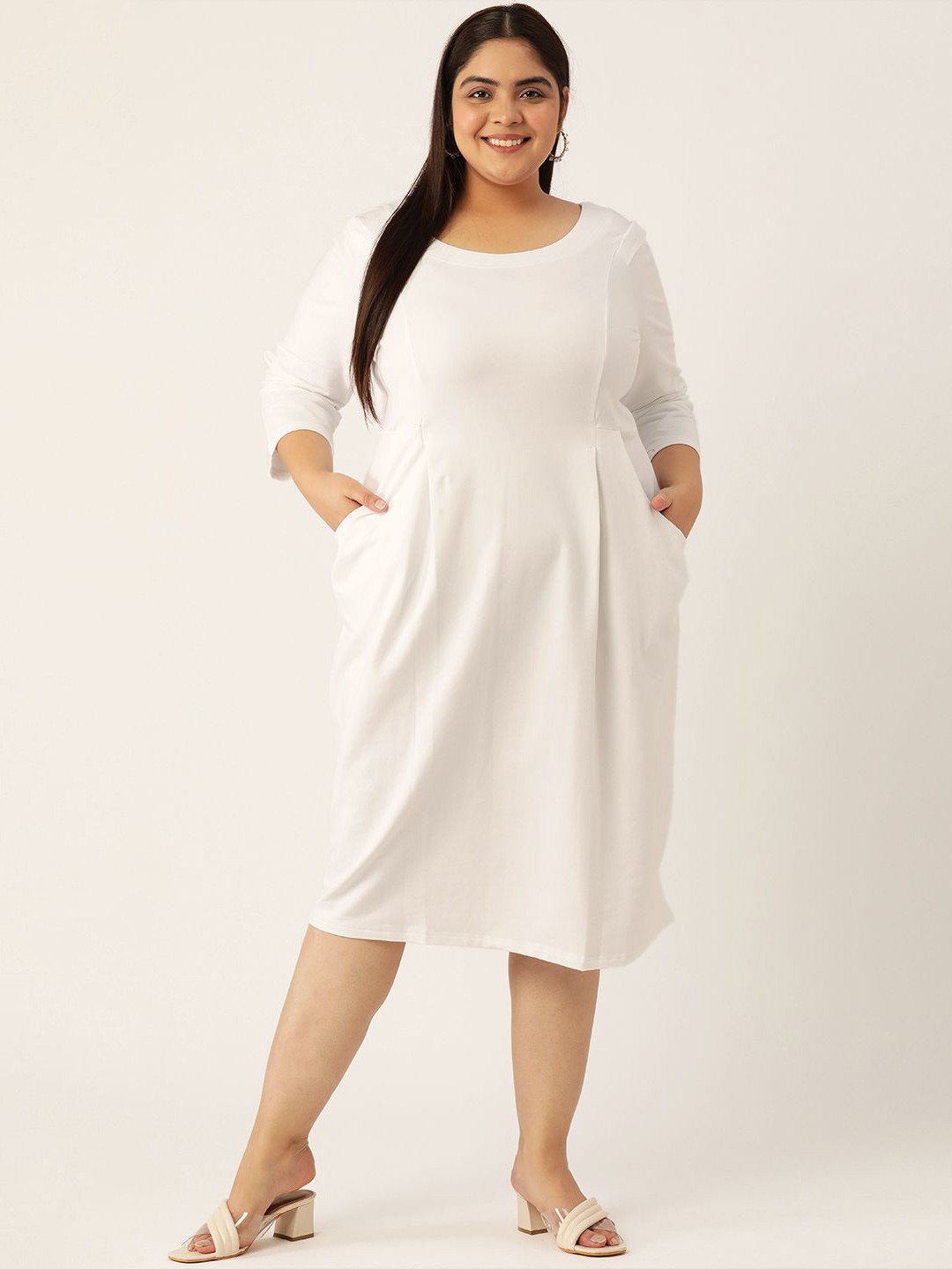 

theRebelinme Plus Size Knitted Sheath Dress, White