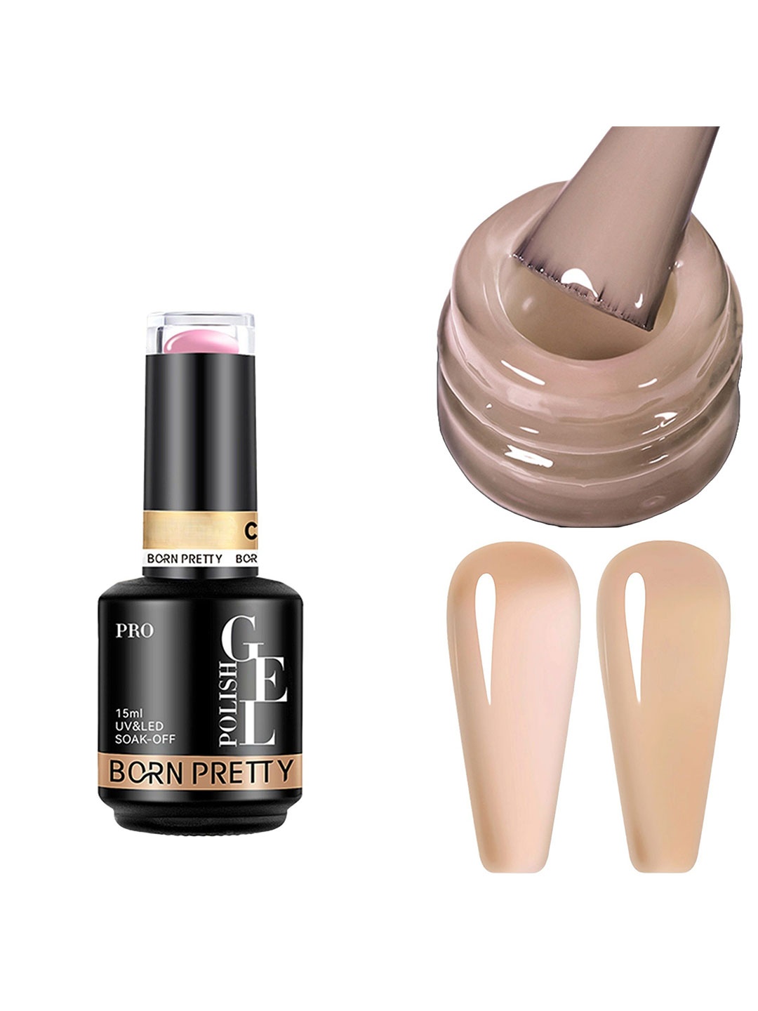 

BORN PRETTY UV & LED Soak Off Long Lasting Gel Nail Polish - 15 ml - C164, Nude