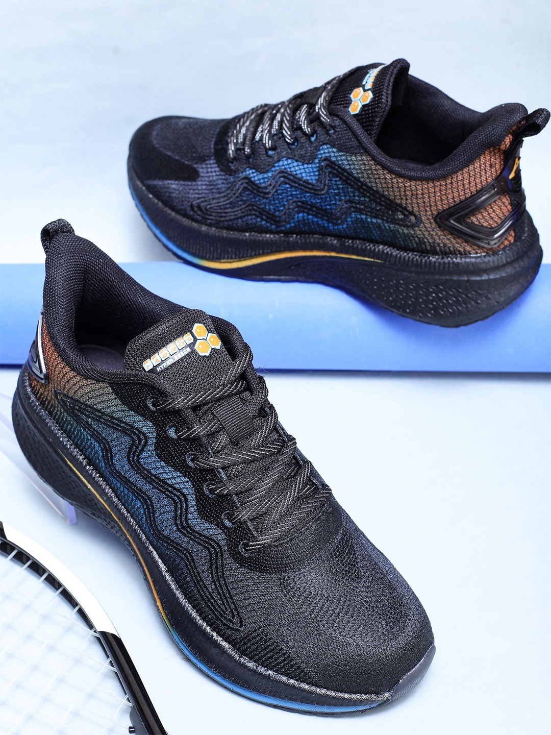 

ABROS Men Boris Mesh Lace-Ups Running Shoes, Black