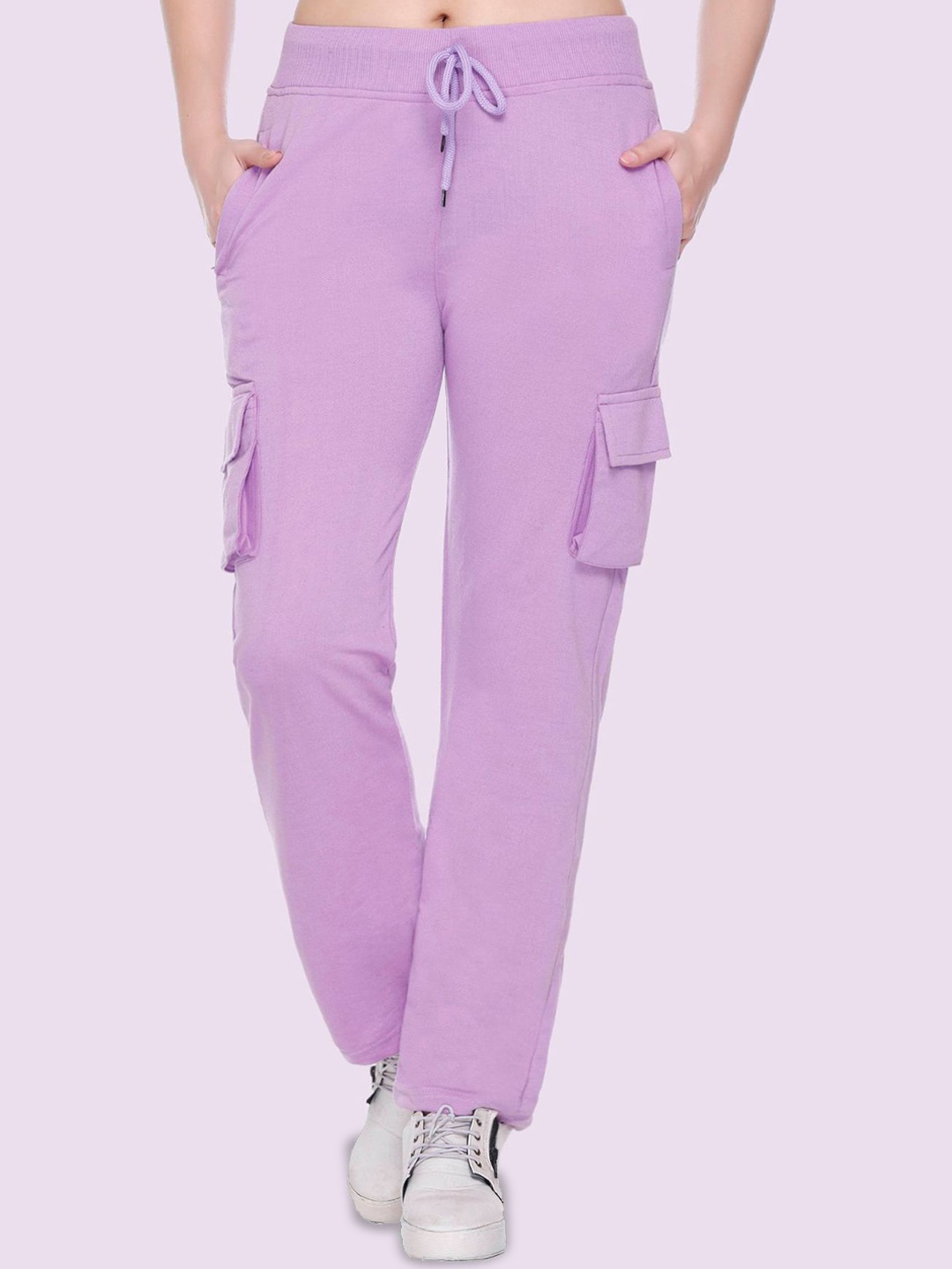

White Moon Women Mid Rise Track Pants, Lavender