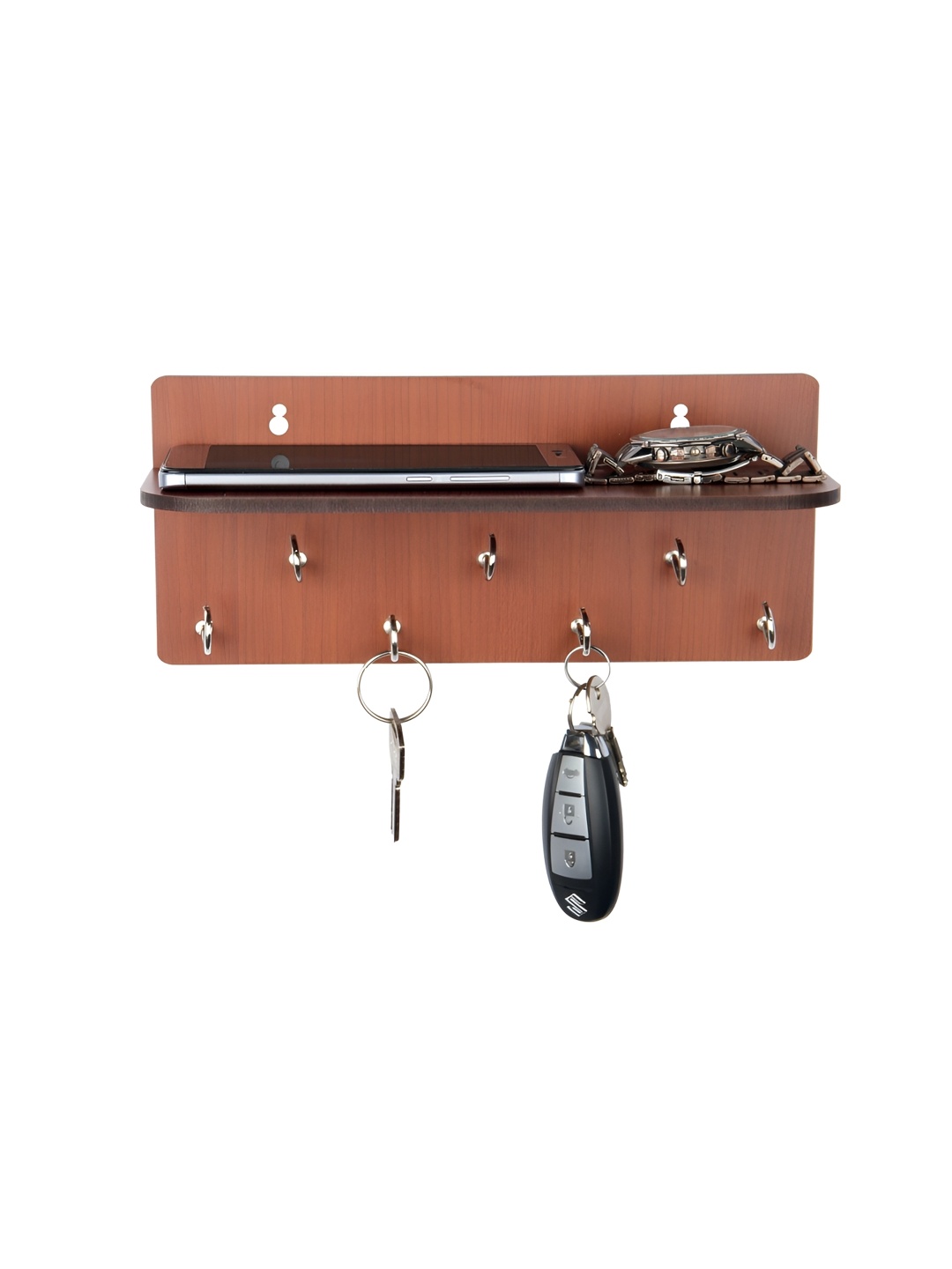 

SEHAZ ARTWORKS Brown & Silver-Toned 7 Hooks Wall Mounted Key Holder