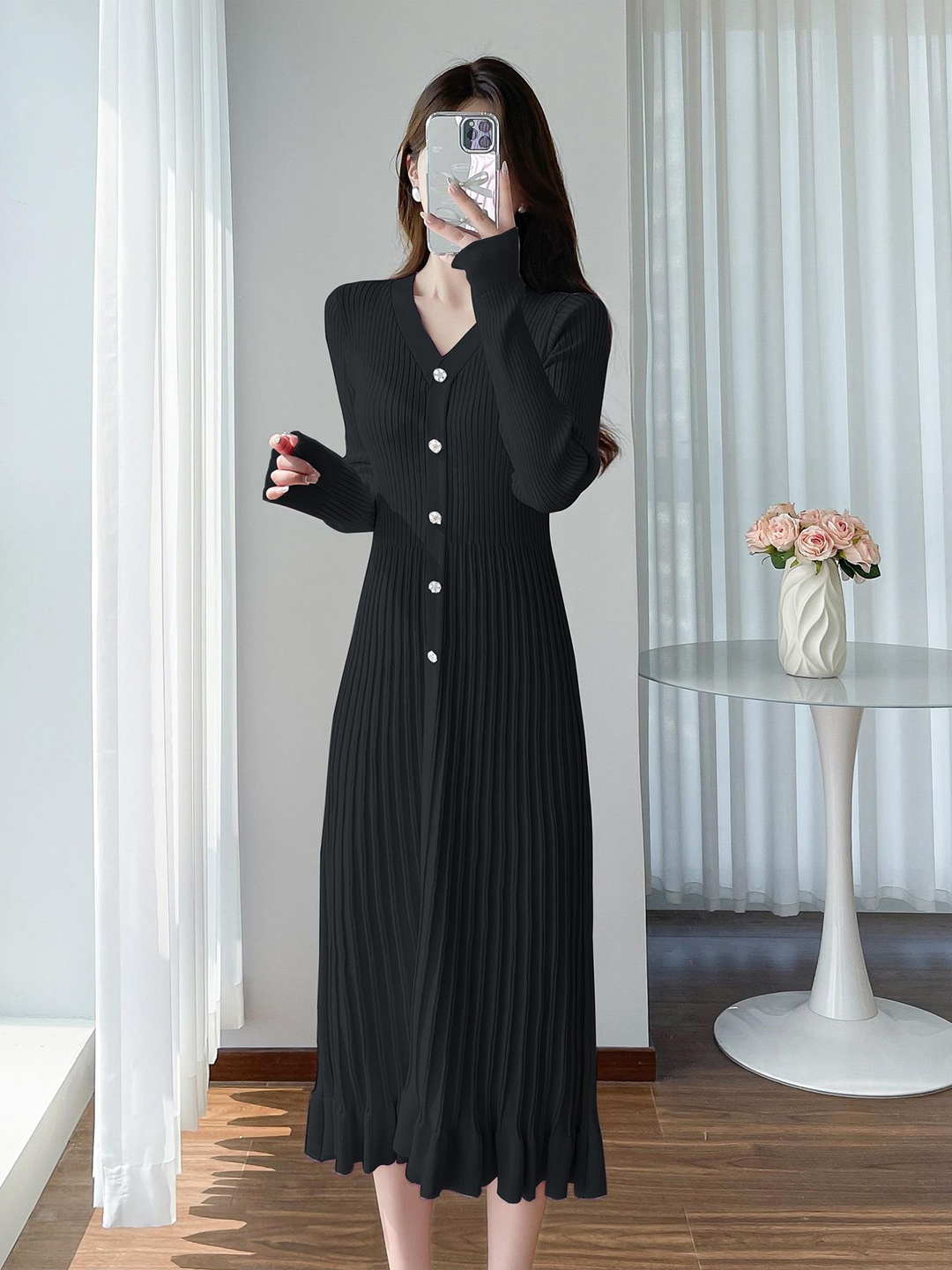 

StyleCast x Revolte Women A-Line Midi Dress, Black
