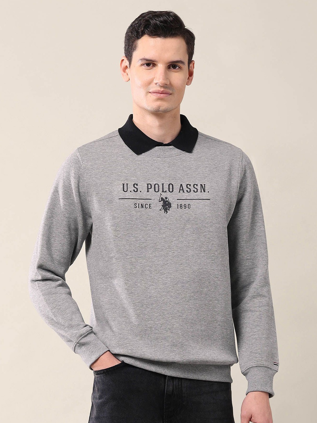 

U.S. Polo Assn. Men Printed Sweatshirt, Grey