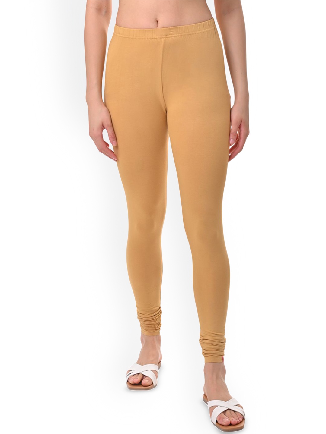 

Fly Birds Women Mid-Rise Churidar-Length Leggings, Beige