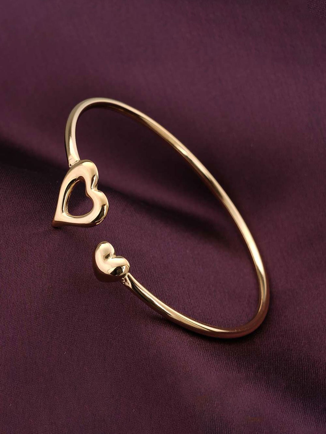 

PALMONAS Gold-Plated Waterproof & Anti-Tarnish Stainless Steel Open Heart Cuff Bracelet