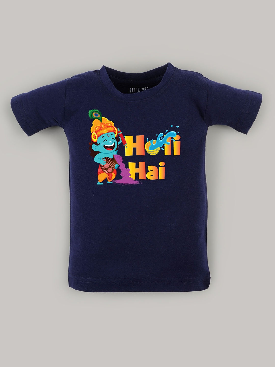 

FFLIRTYGO Unisex Kids Graphic Printed Round Neck Cotton T-shirt, Blue