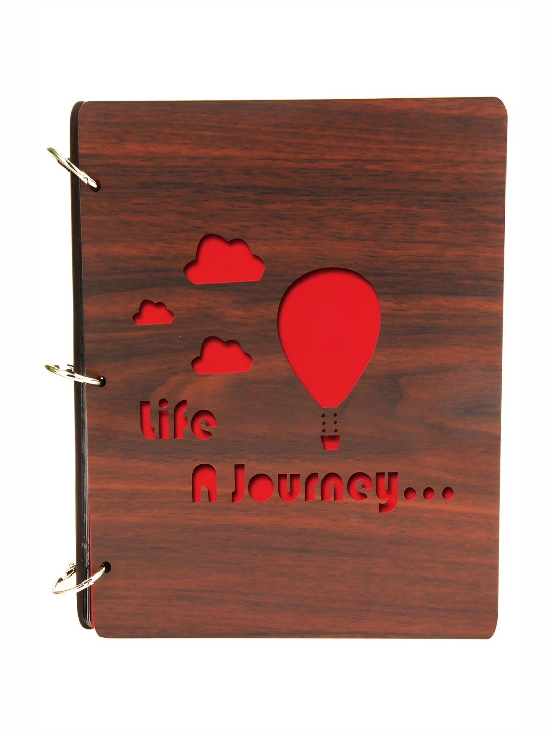 

SEHAZ ARTWORKS Brown & Red Life A Journey Printed Paper & Wooden Photo Album