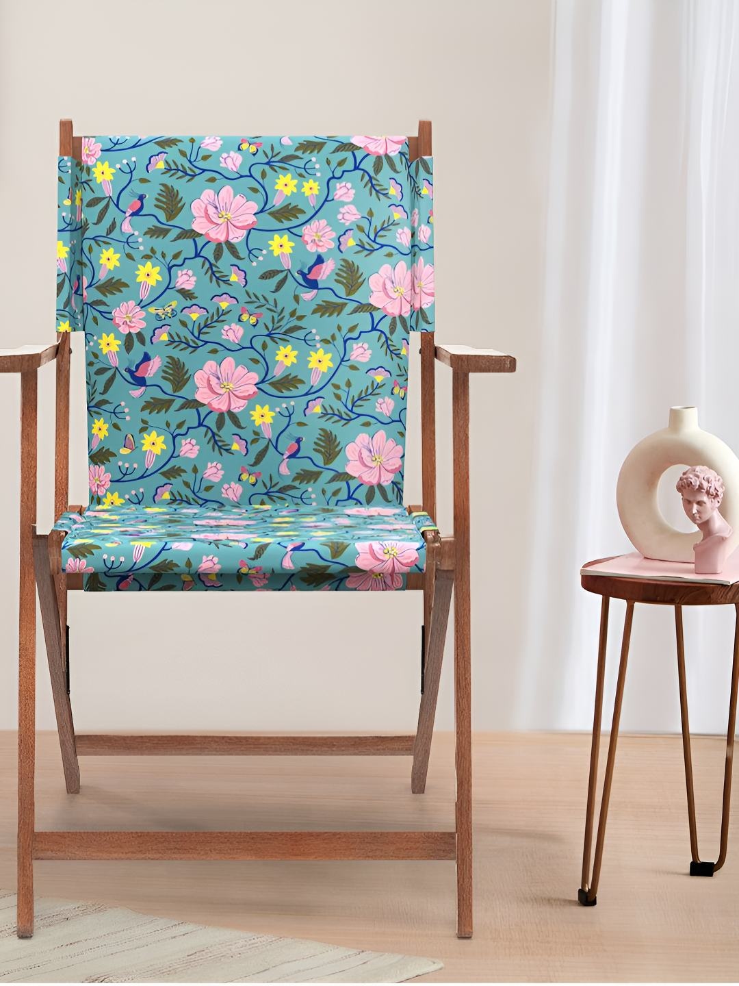 

Chumbak Teal & Pink Spring Bloom Bistro Folding Chair