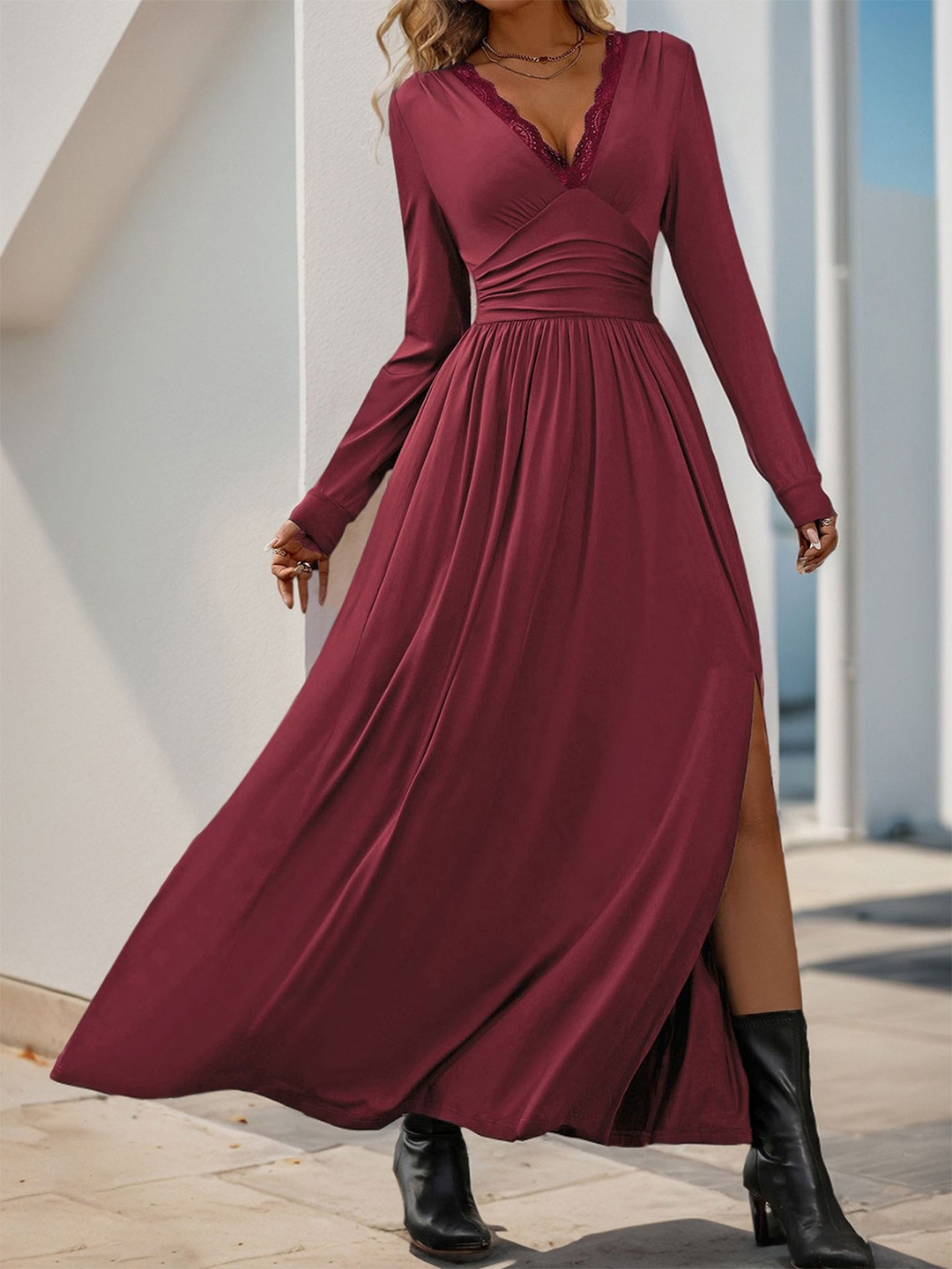 

StyleCast x Revolte Fit & Flare Maxi Dress, Maroon