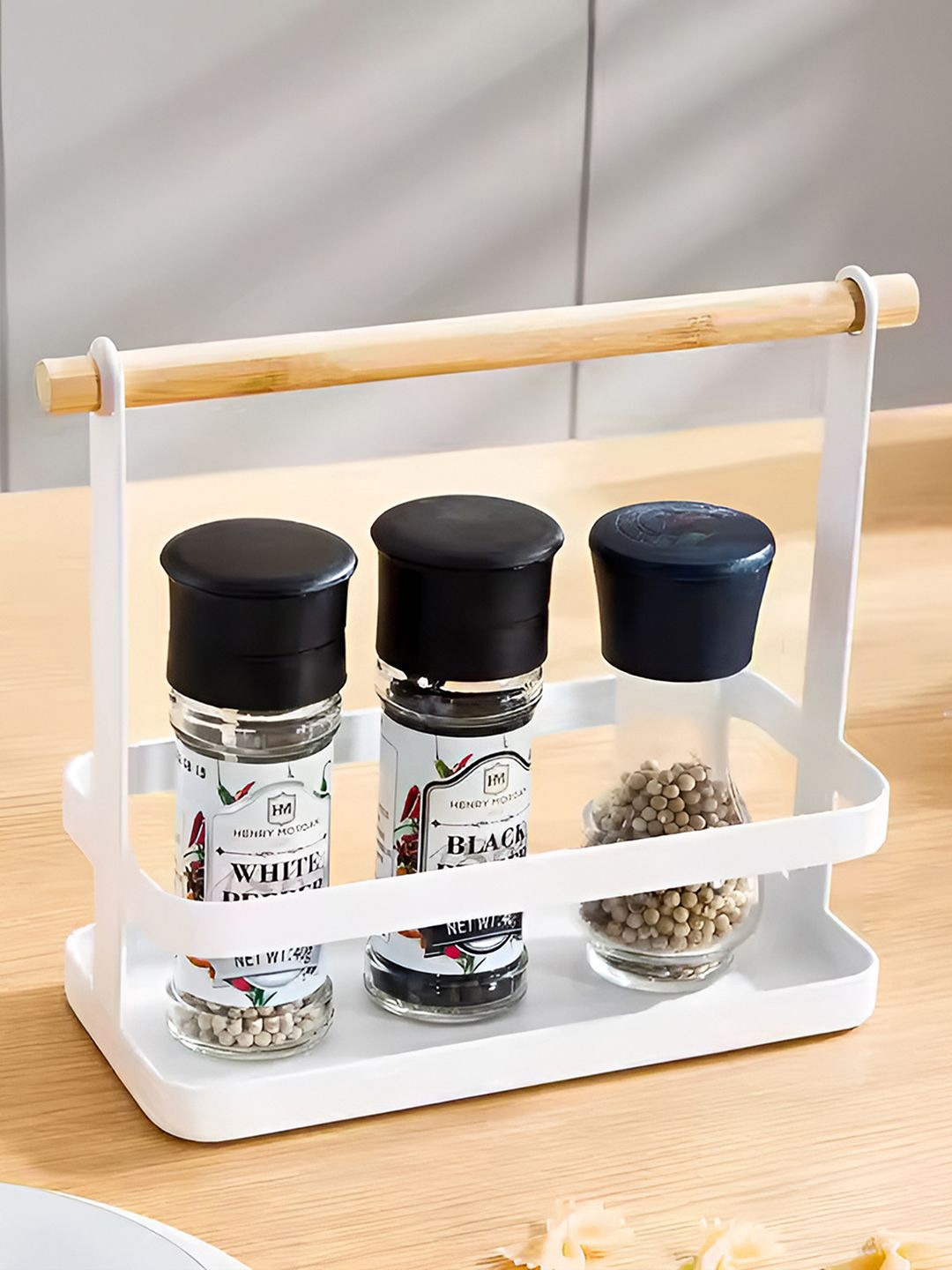 

DecorTwist White and Brown Metal Spice Rack Desk Organiser