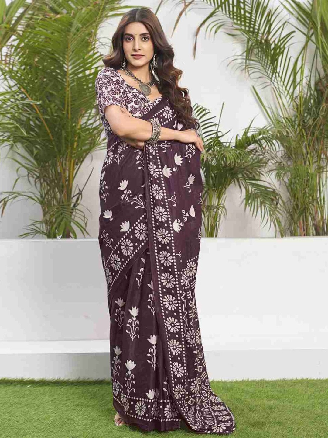 

Anouk Floral Printed Pure Cotton Saree, Purple