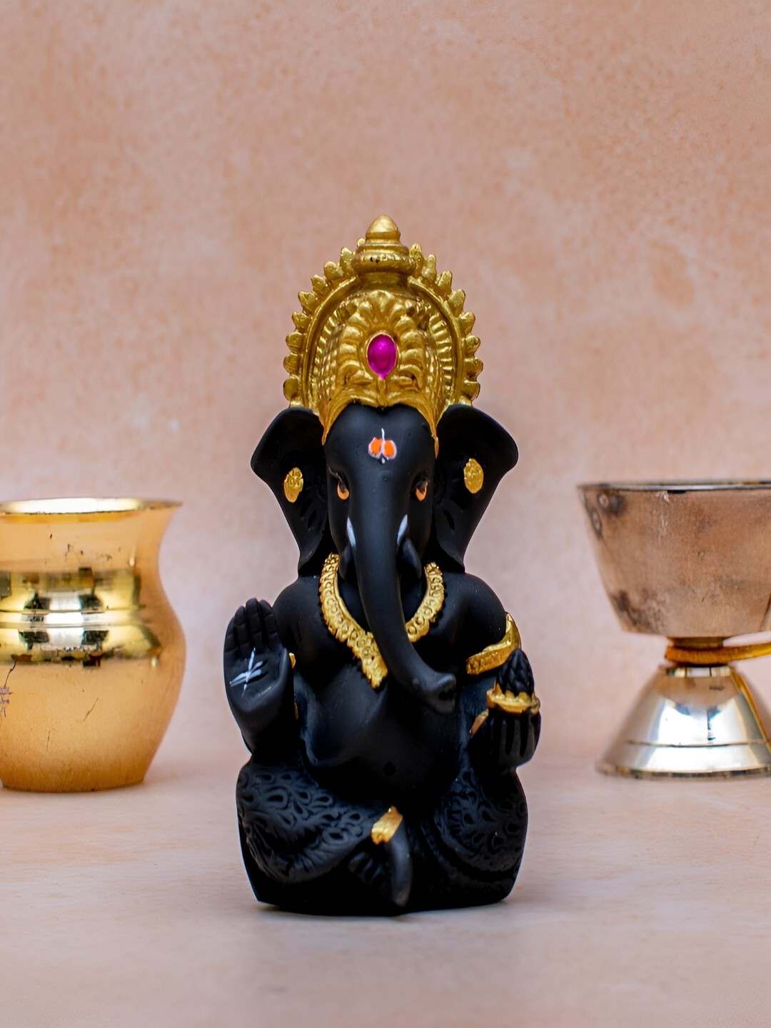 

Craftlayout Gold & Black Ganesha Ji Religious Idol Showpiece