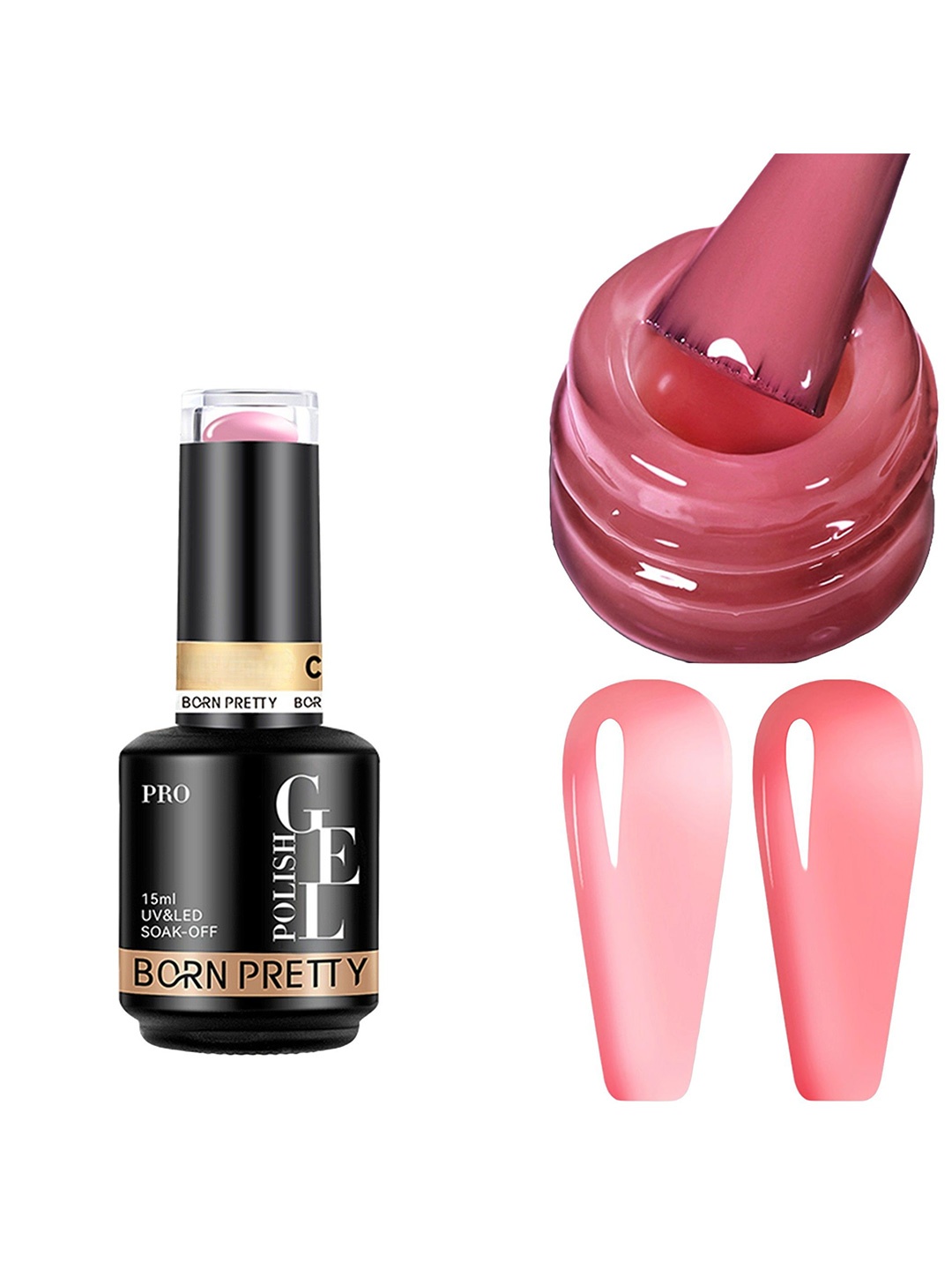 

BORN PRETTY UV & LED Soak Off Long Lasting Gel Nail Polish - 15 ml - C174, Pink