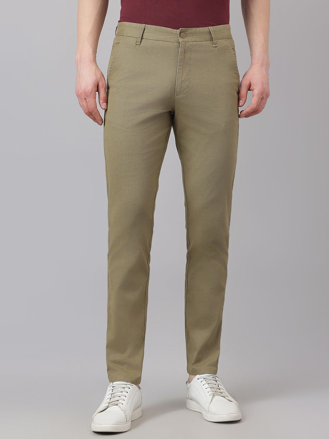 

Richlook Men Cotton Smart Regular Trousers, Olive
