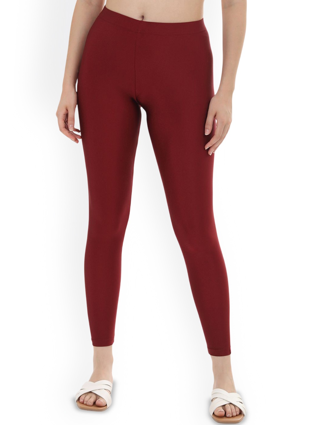 

Fly Birds Women Mid-Rise Slim Fit Ankle-Length Leggings, Maroon