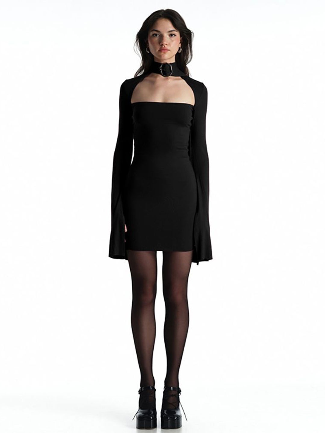 

StyleCast x Revolte Tie-Up Neck Sheath Mini Dress, Black