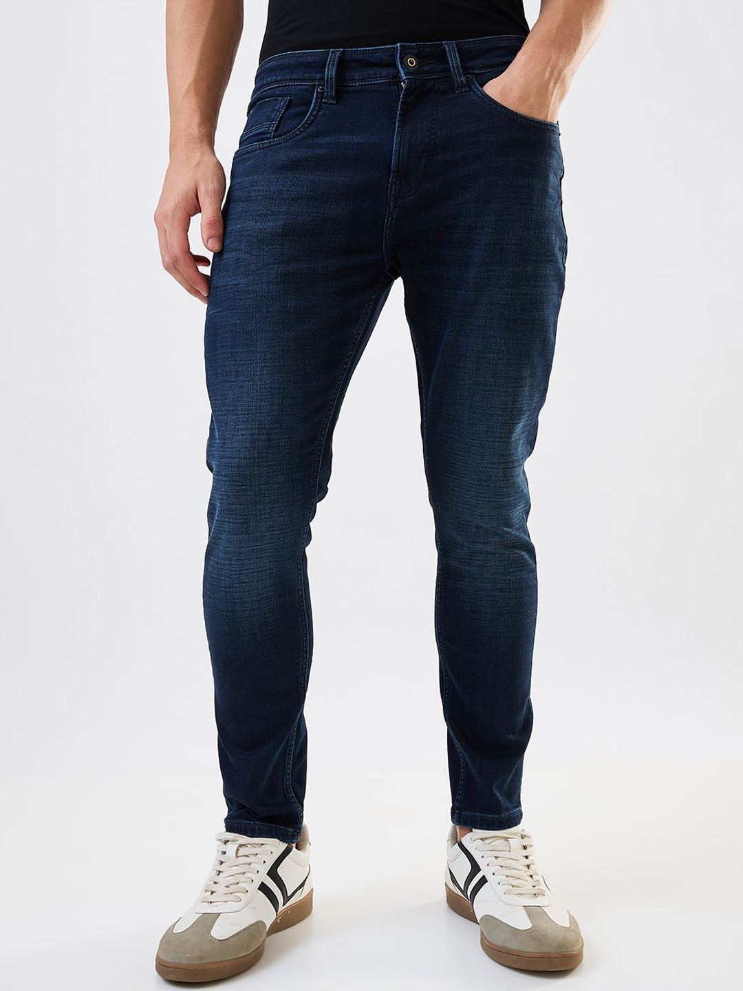

SPYKAR Men Cotton Slim Fit Jeans, Navy blue