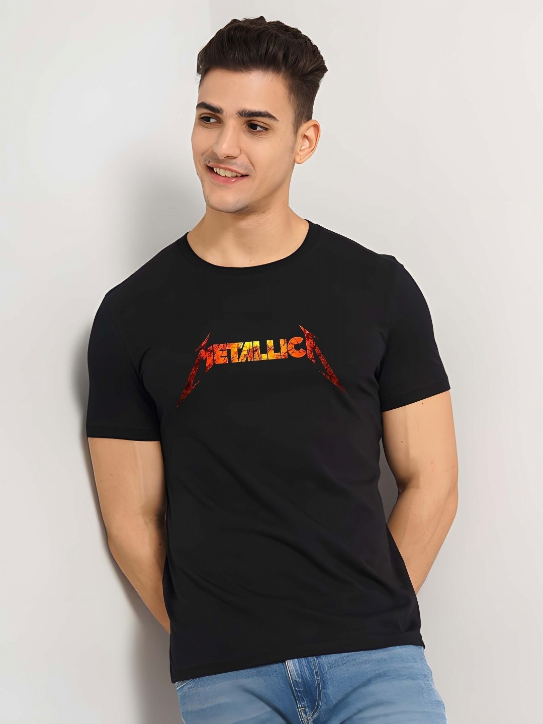 

Moda Rapido Men Pure Cotton T-shirt, Black