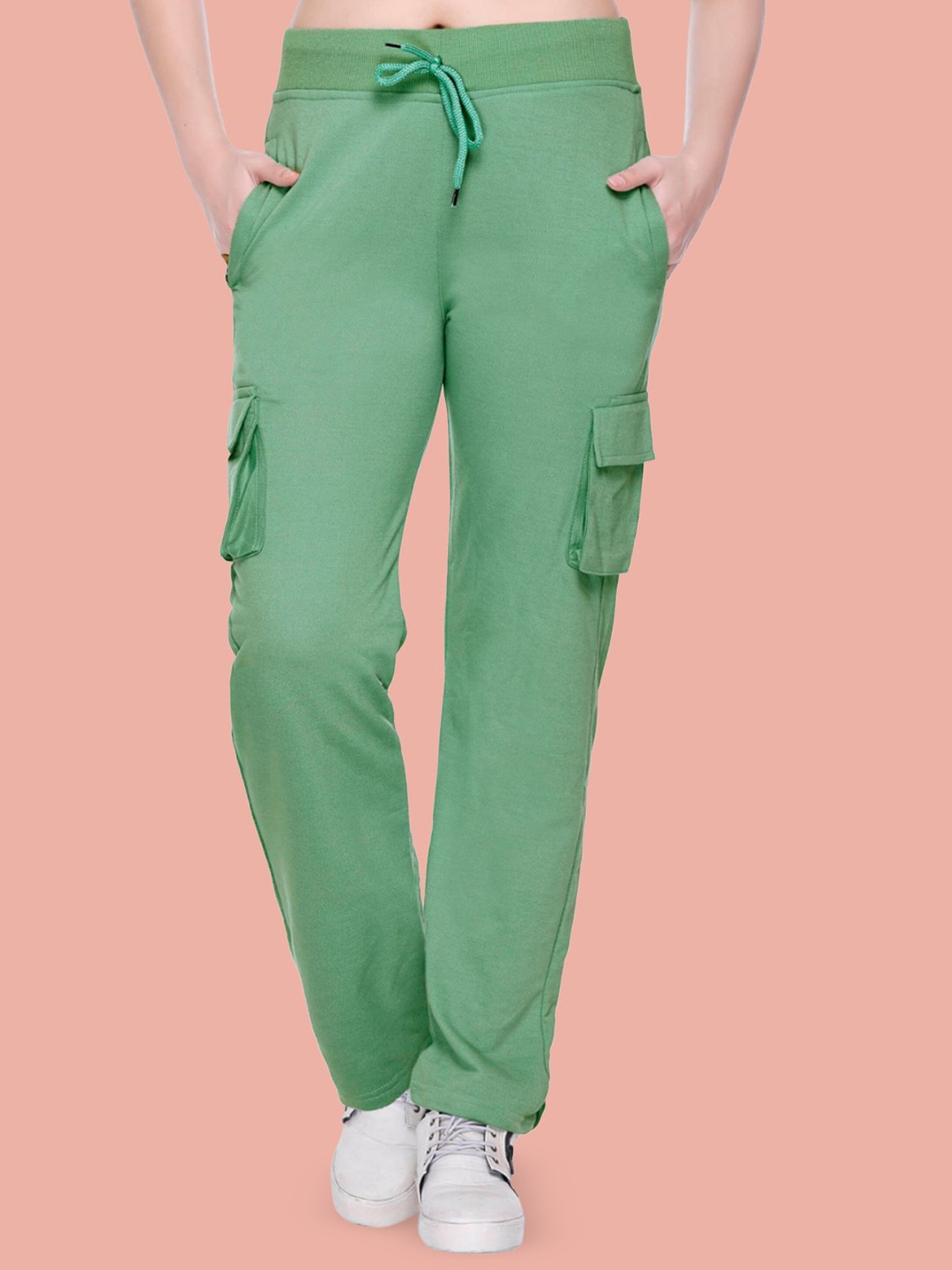 

White Moon Women Mid Rise Track Pants, Green