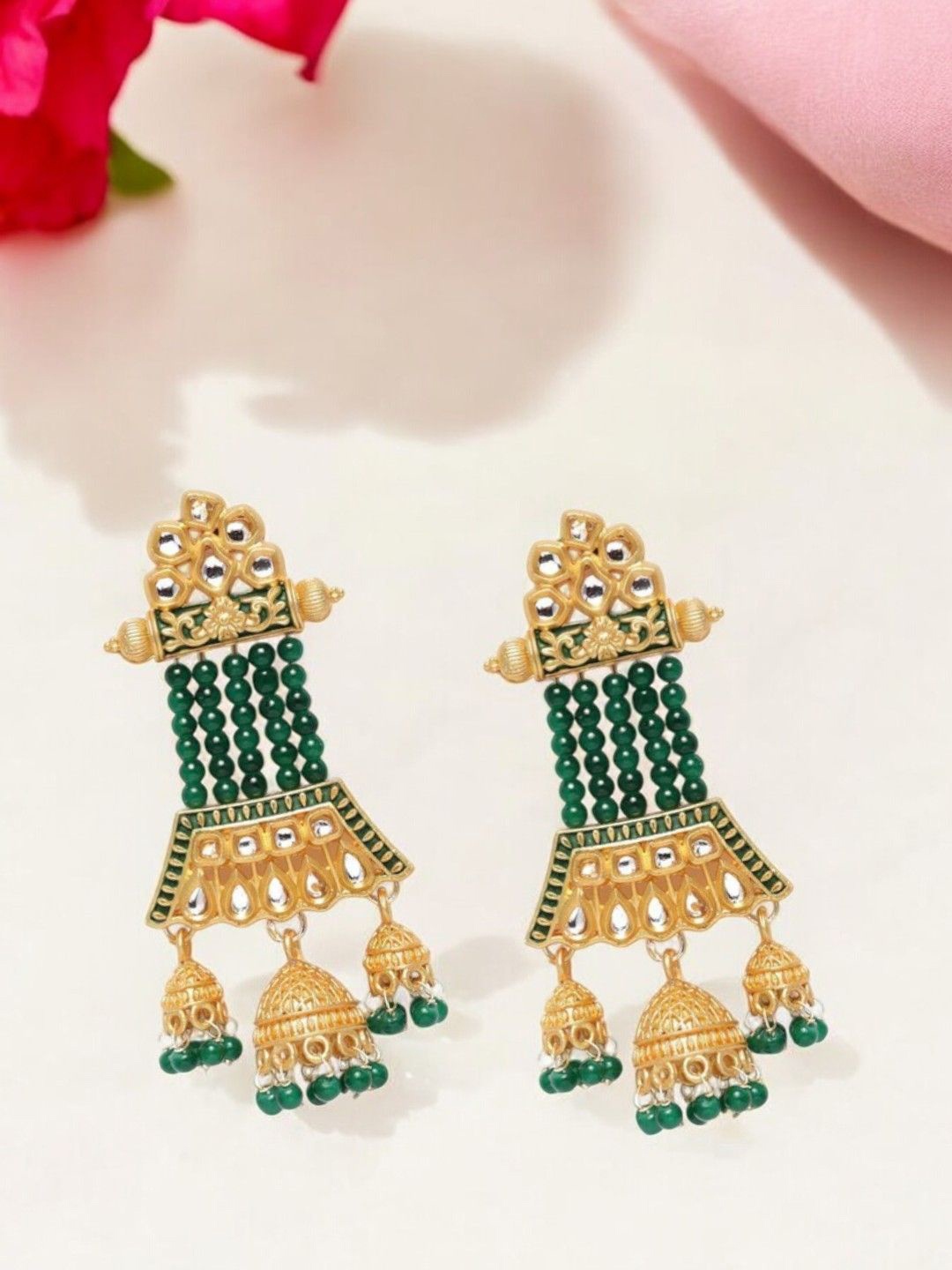 

Anouk Gold-Plated Artificial Beaded Contemporary Drop Earrings