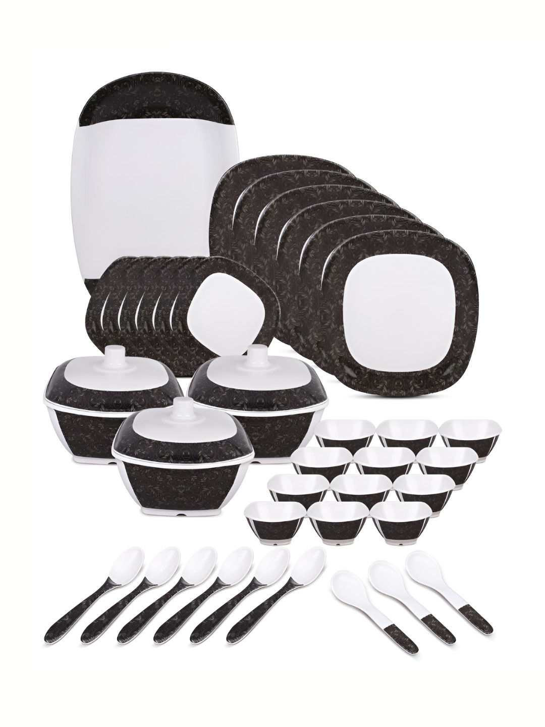 

Bataniya White 2025 40 Pieces Melamine Dishwasher Safe Dinner Set of