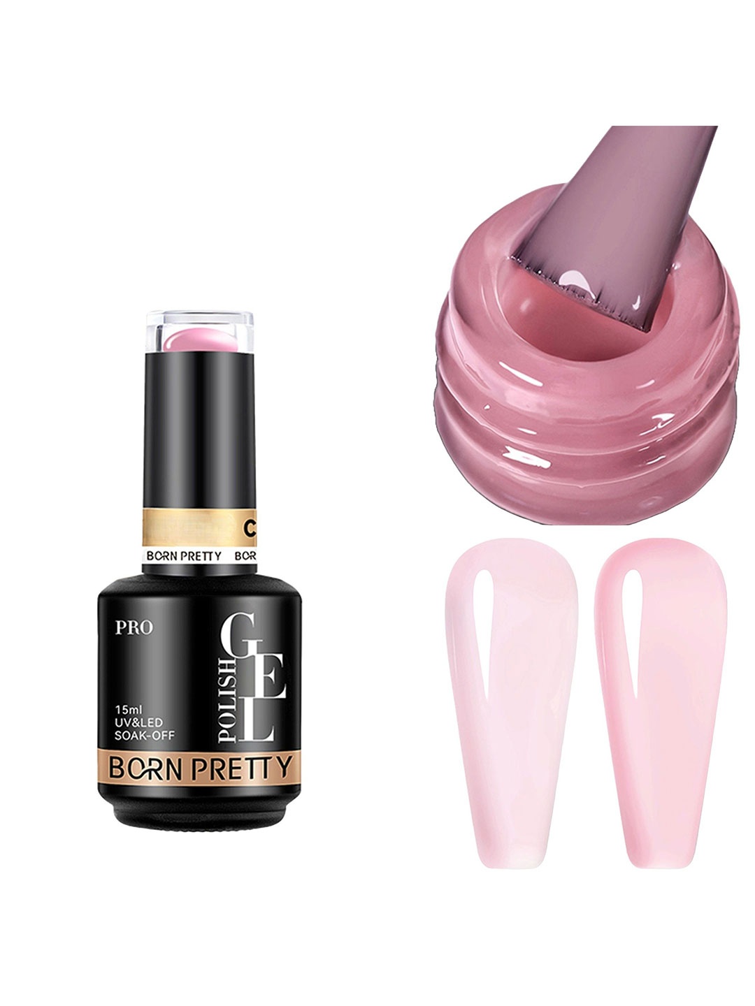 

BORN PRETTY UV & LED Soak Off Long Lasting Gel Nail Polish - 15 ml - C158, Pink