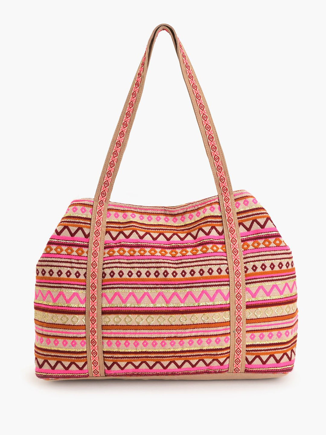 

Sangria Women Striped Structured Shoulder Bag, Beige