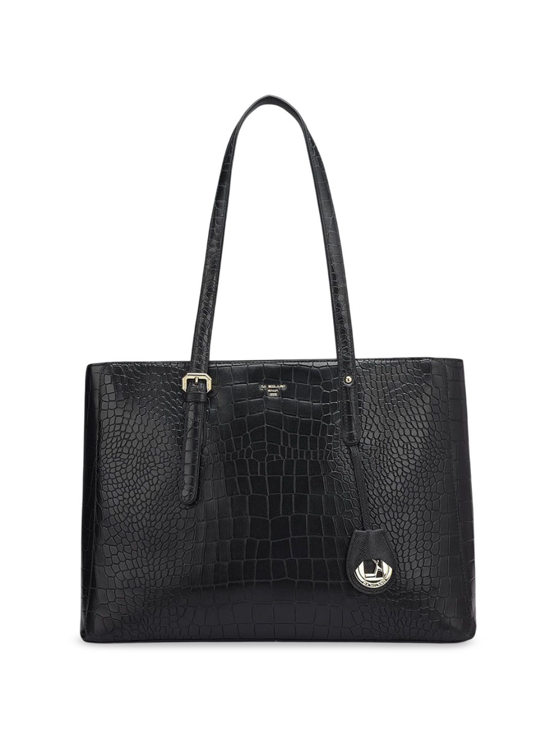 

Da Milano Women Textured Shopper Leather Tote Bag, Black