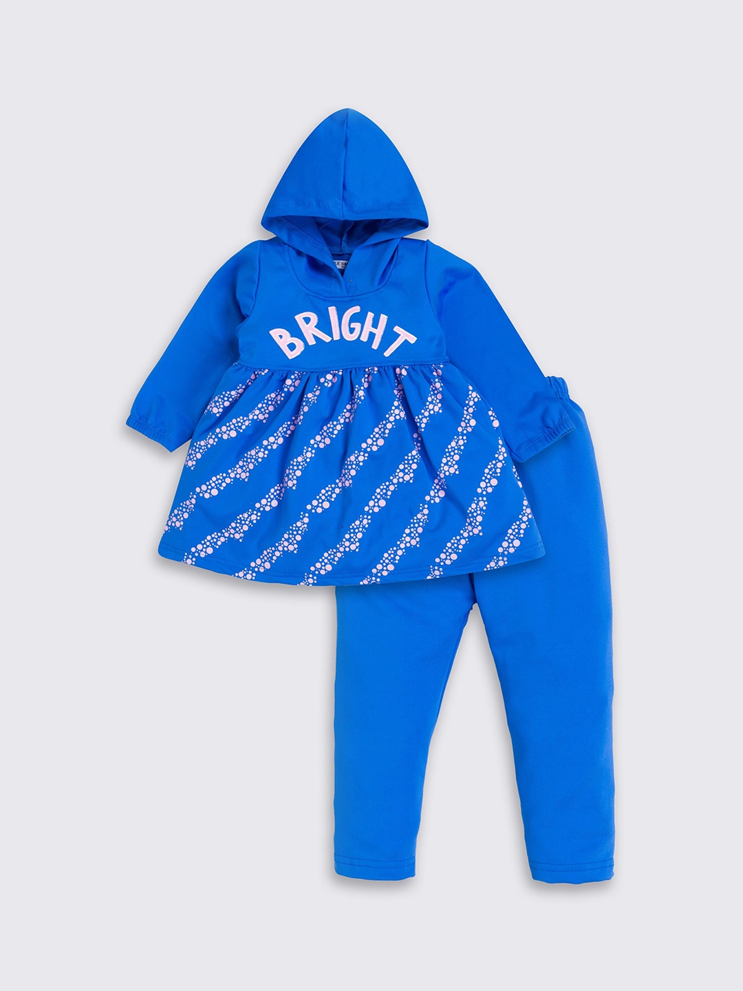 

BAESD Girls Typography Printed Hood Long Sleeves Top With Trousers, Blue