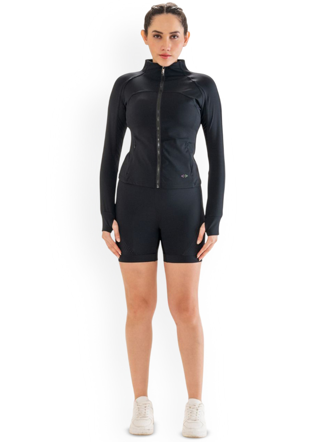 

STRCH Women Striped Nylon Lightweight Longline Outdoor Bomber Jacket, Black