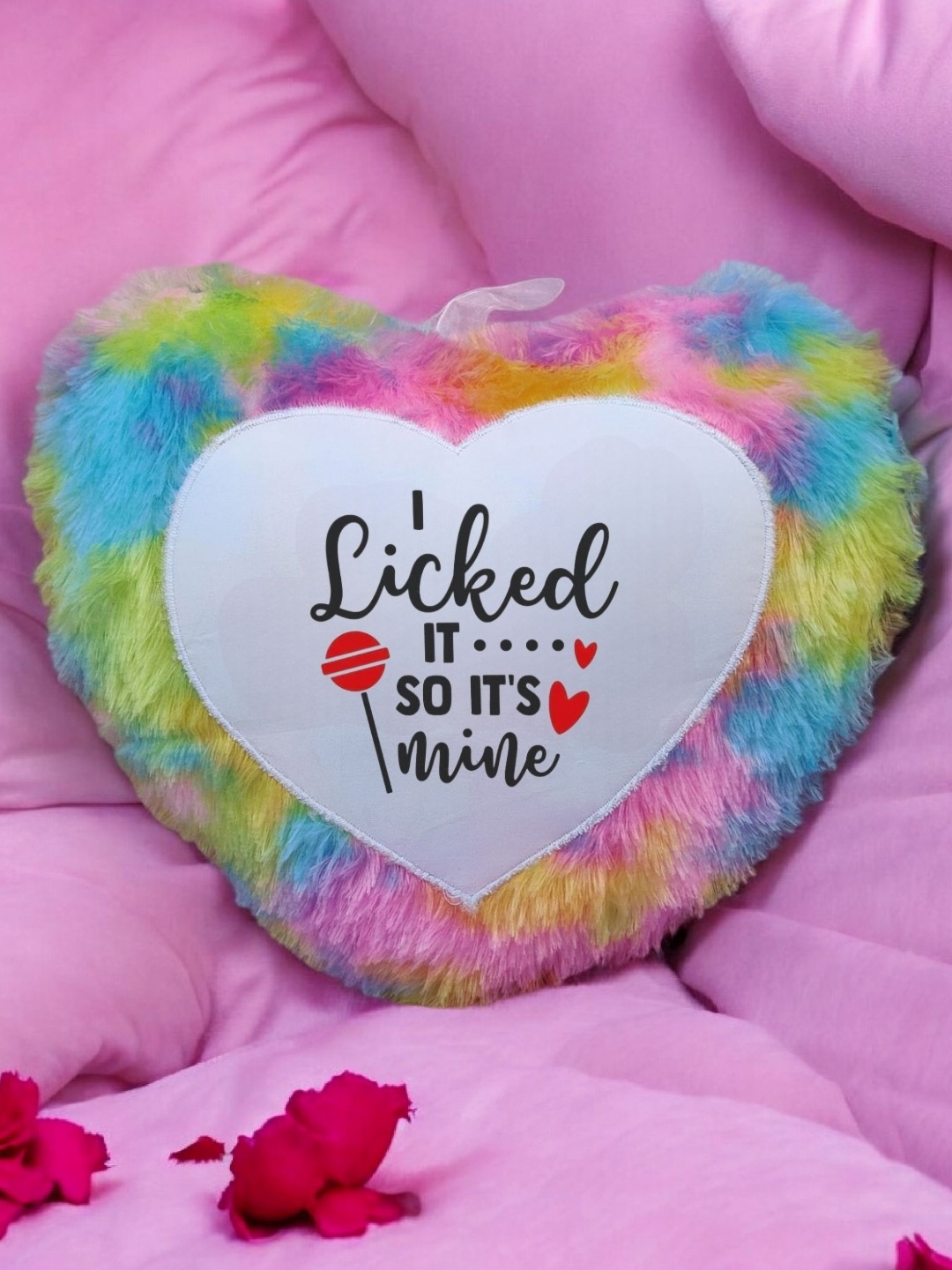

Anikmart White & Pink Printed Pre-Filled Heart Shaped Cushion