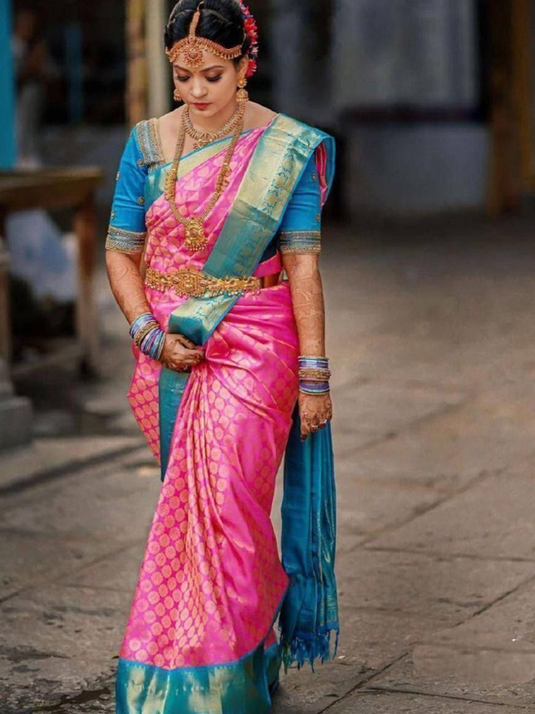 

bansari textiles Woven Design Zari Banarasi Saree, Pink