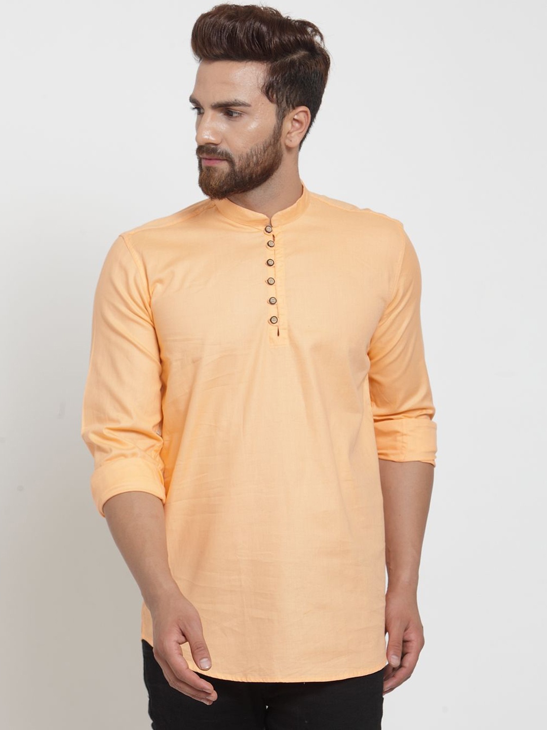 

Moda Rapido Mandarin Collar Straight Short Kurtas, Orange