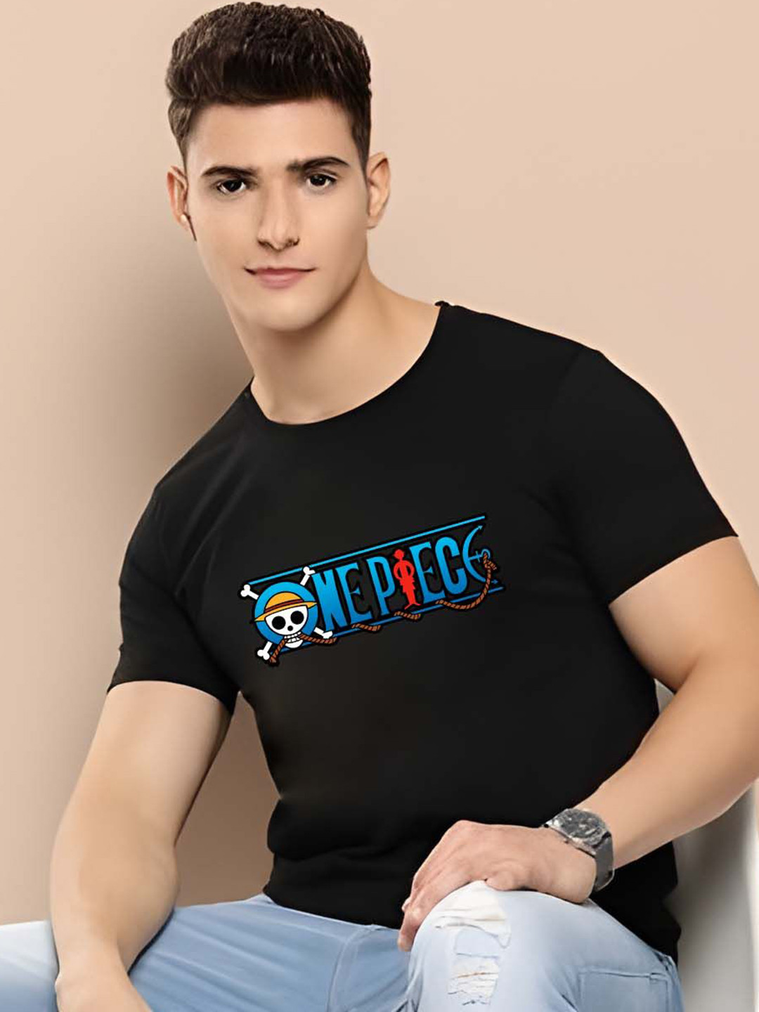 

Moda Rapido Men Typography Printed Round Neck Cotton Slim Fit T-shirt, Black