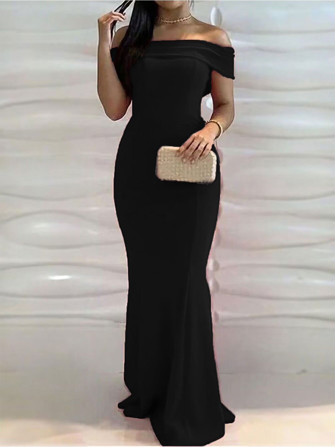 

StyleCast x Revolte Off-Shoulder Bodycon Maxi Dress, Black