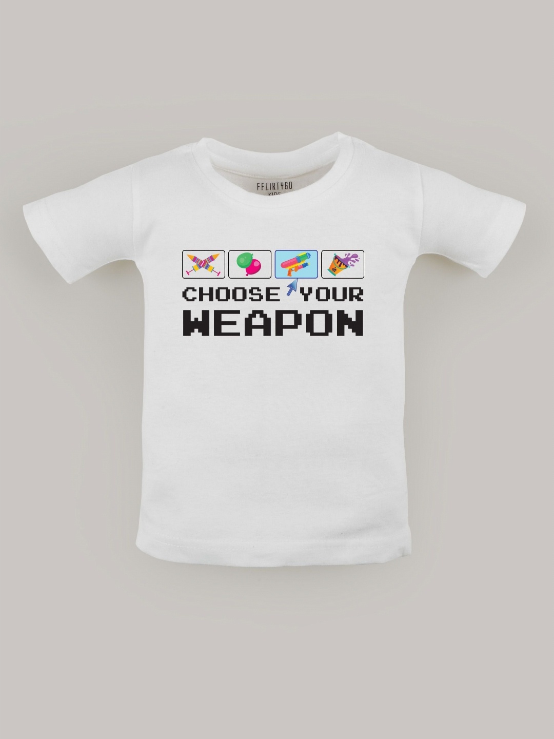 

FFLIRTYGO Unisex Kids Graphic Printed Round Neck Cotton T-shirt, White