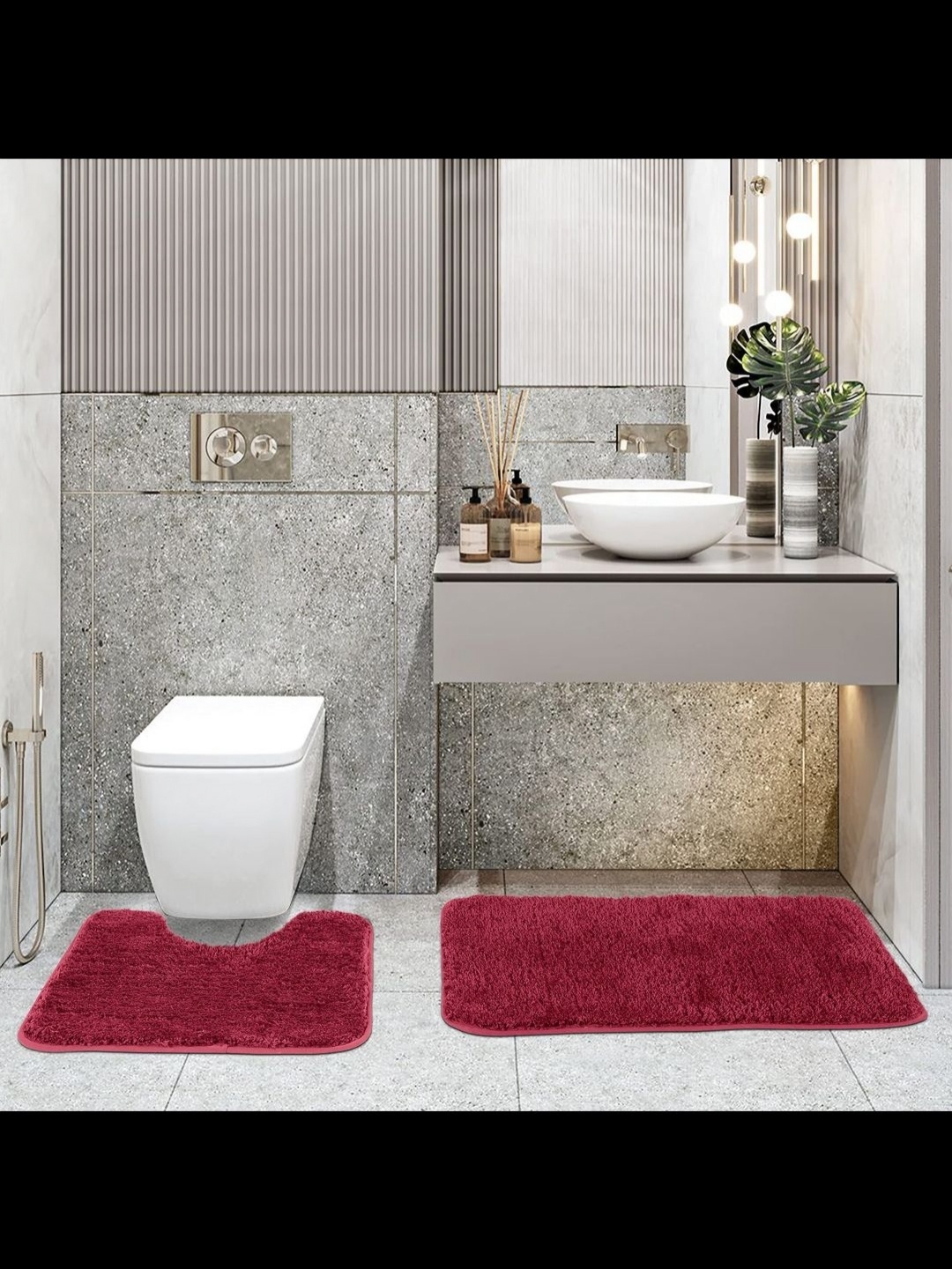 

MAA HOME CONCEPT Maroon Anti Skid Bath Rug