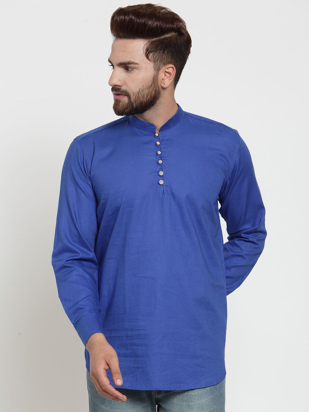 

Moda Rapido Mandarin Collar Pure Cotton Straight Kurta, Blue