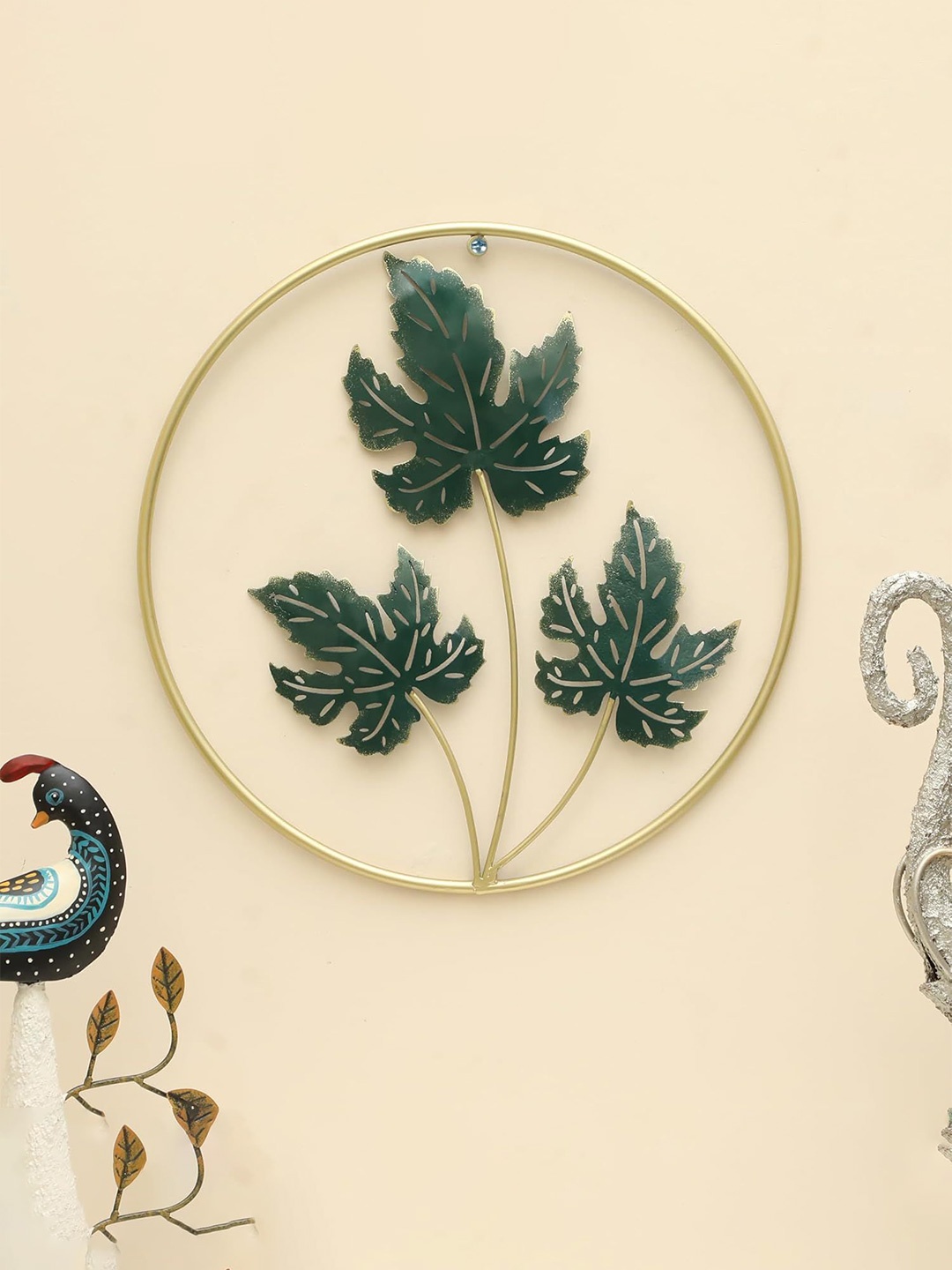 

vedas W-Tejas Gold-Toned & Green Round Shaped Wall Hanging