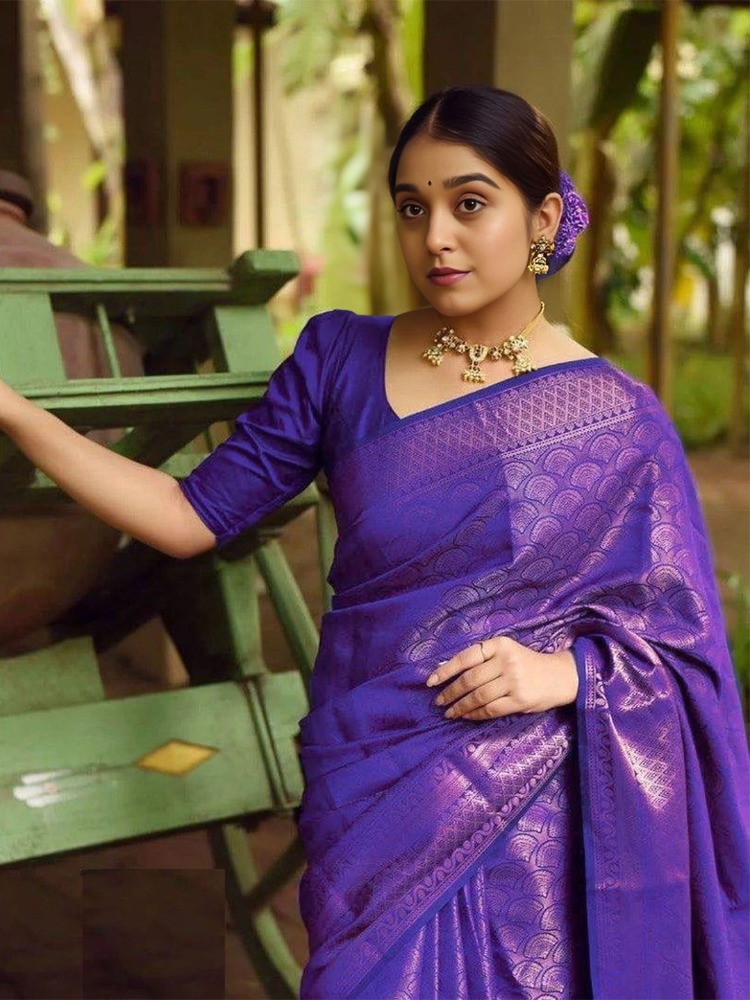 

bansari textiles Woven Design Zari Kanjeevaram Saree, Blue