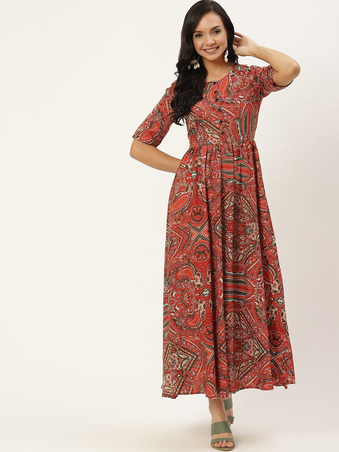 

DressBerry Floral Print Crepe Fit & Flare Maxi Dress, Maroon