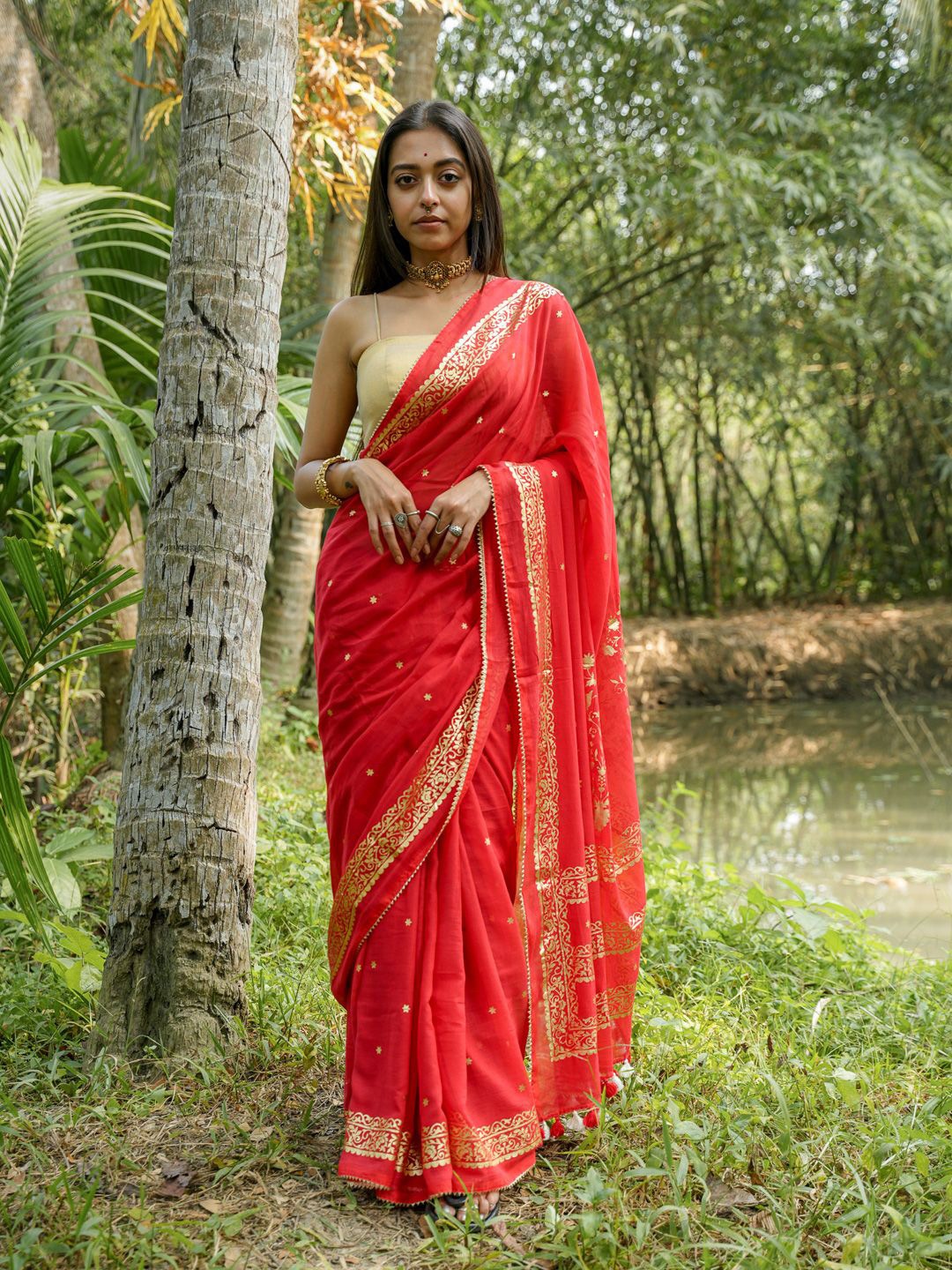 

Suta Red Color Cotton Saree