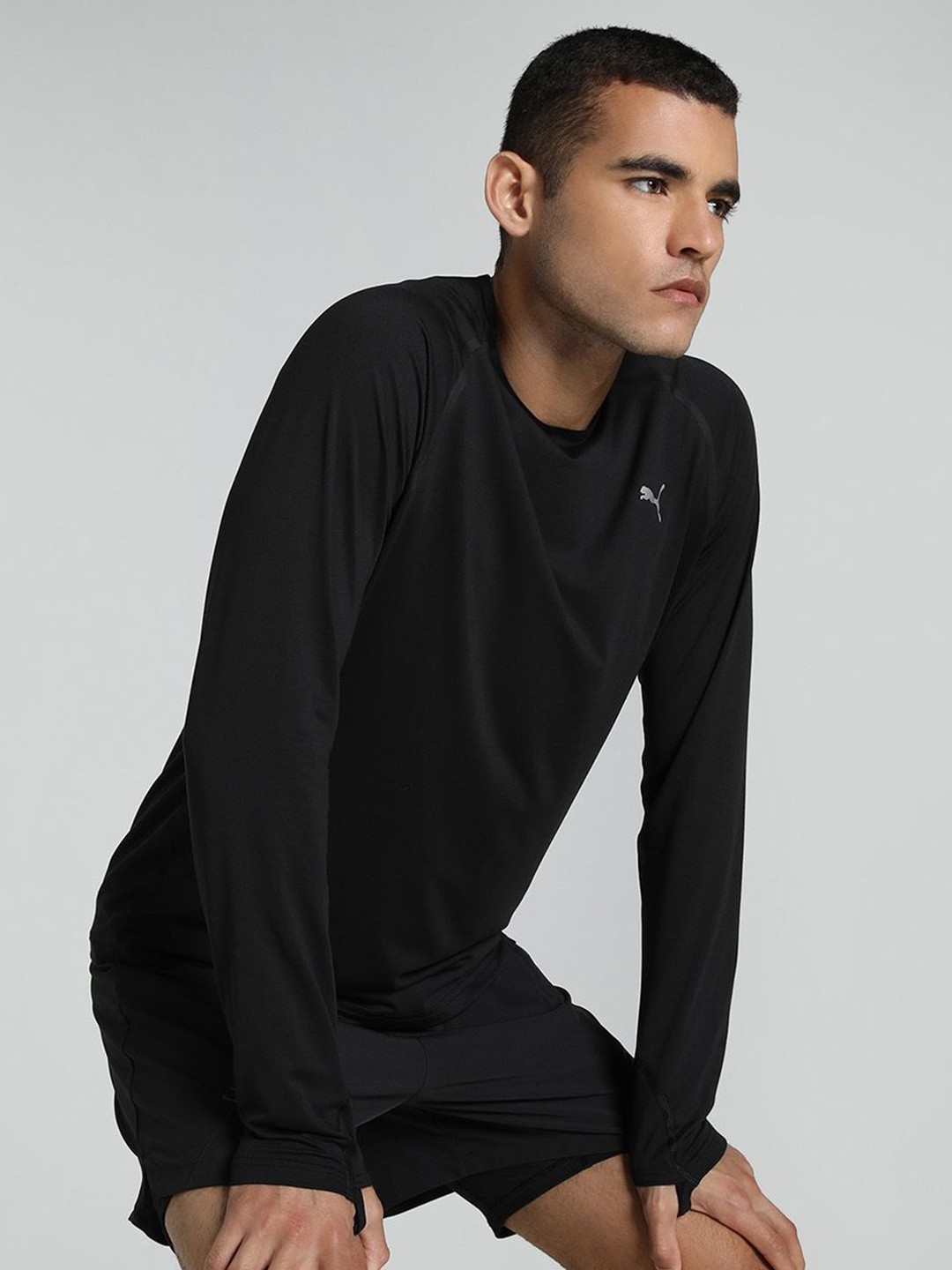 

Puma Men Cloudspun Round Neck Long Sleeve Running T-Shirt, Black