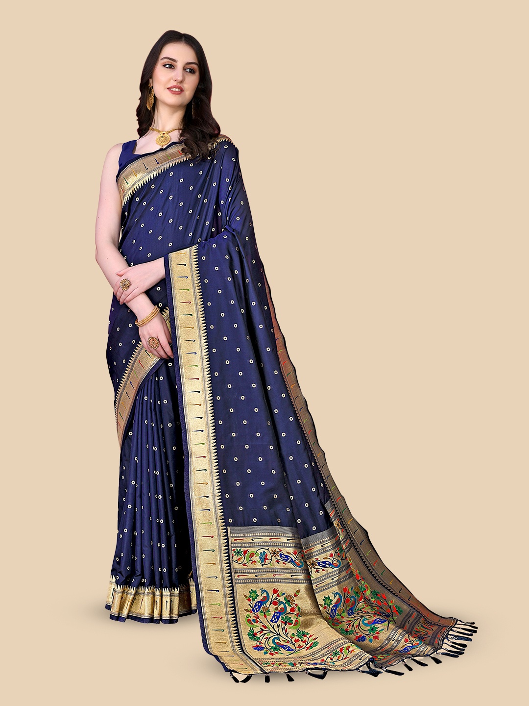 

bansari textiles Woven Design Zari Pure Silk Banarasi Saree, Blue