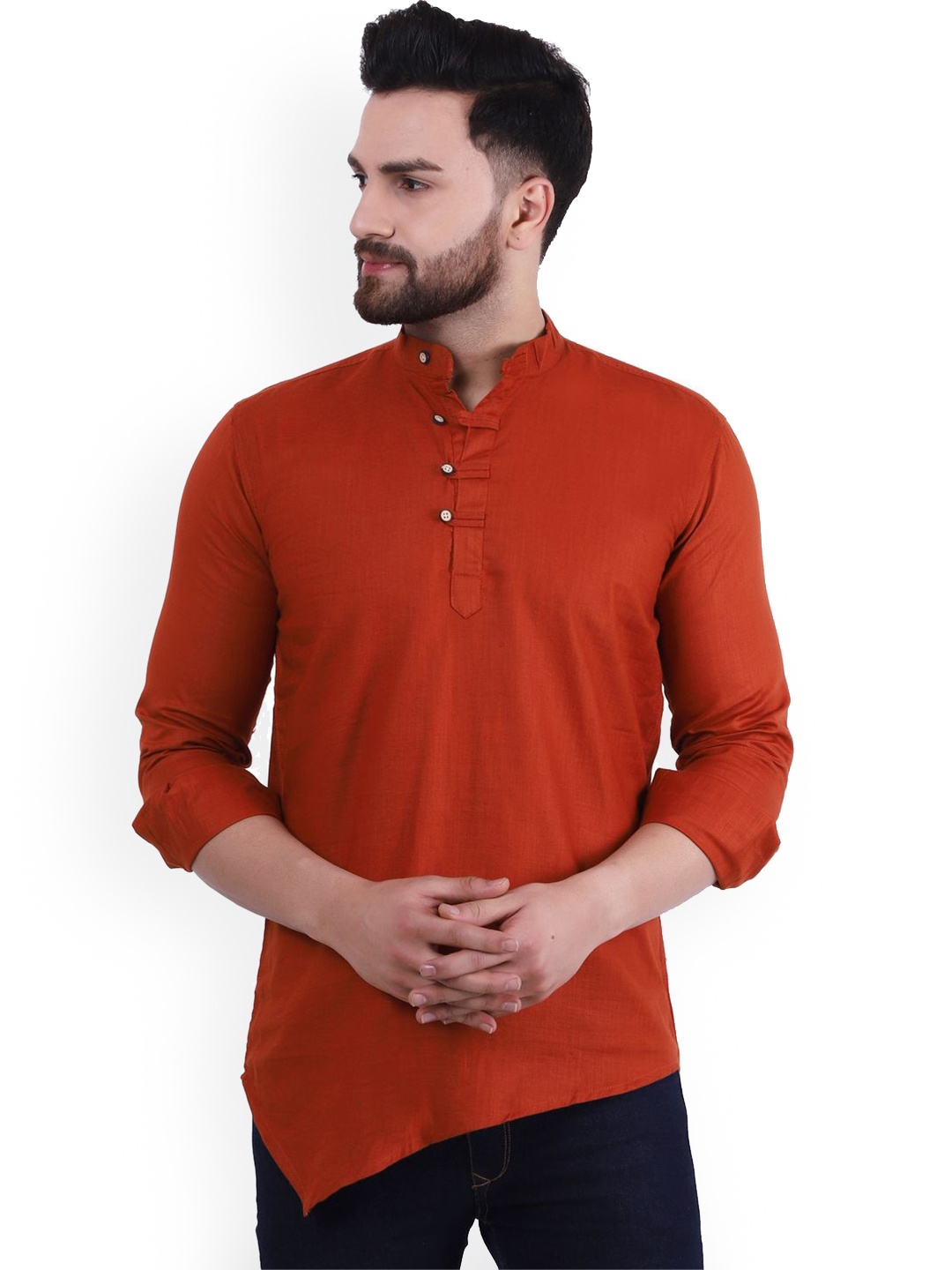 

Moda Rapido Mandarin Collar Pure Cotton Straight Kurta, Red