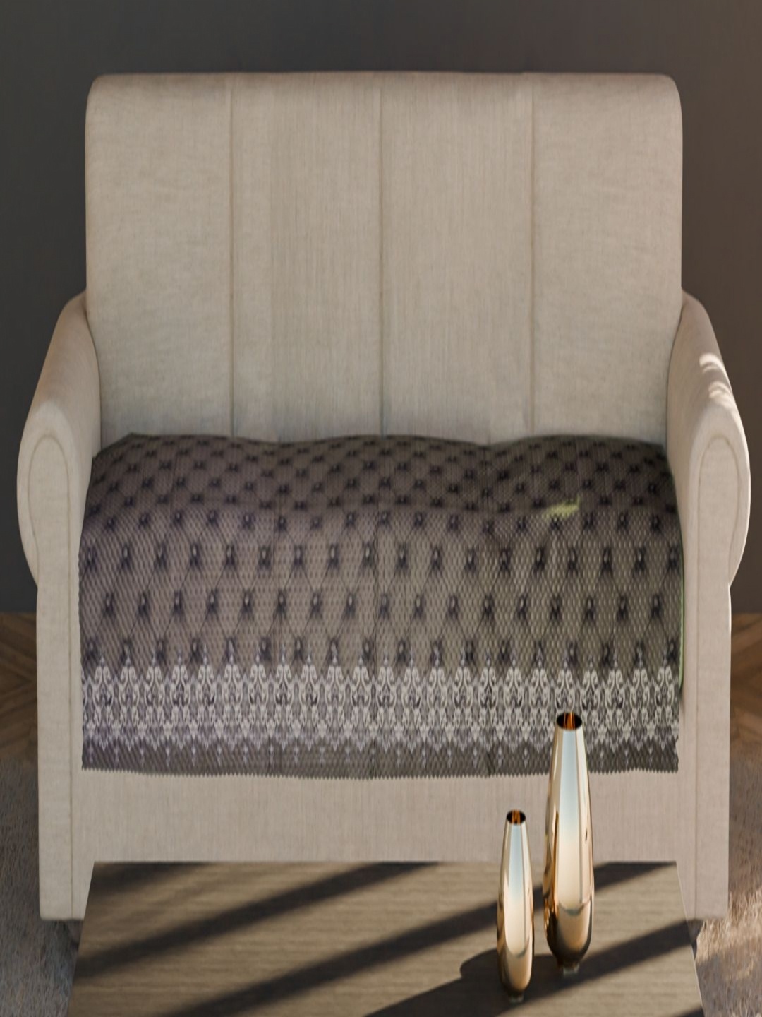 

Fashion Throw Brown & Beige Printed Velvet Sofa Cover