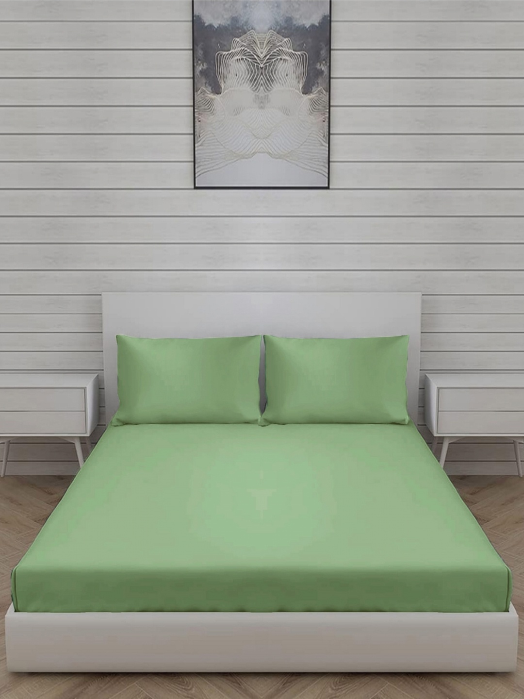 

Trance Home Linen Green Cotton 300 TC King Bedsheet Set- 2.74 m x 2.74 m