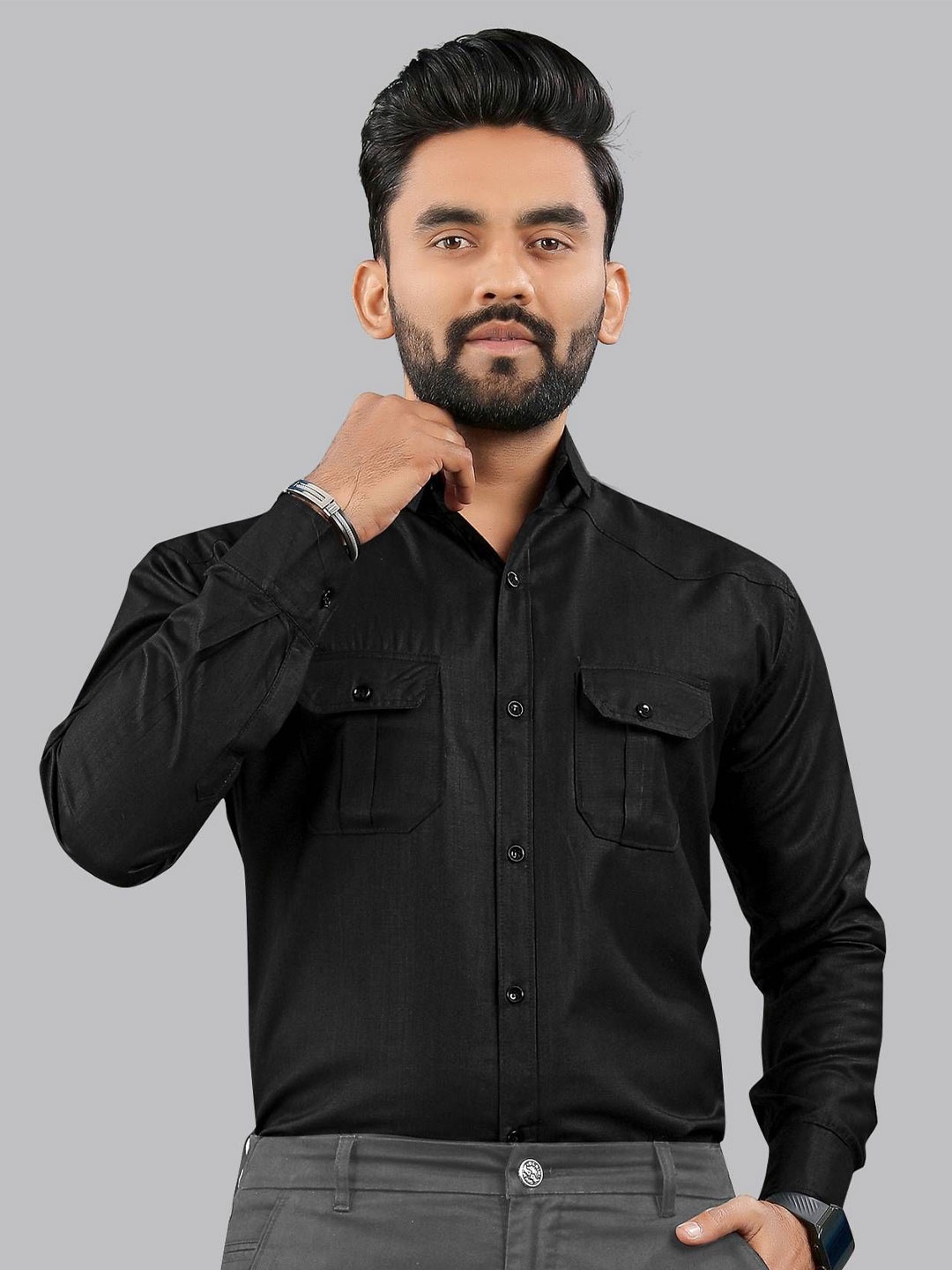 

KHUSHI CREATION Men Original Opaque Casual Shirt, Black