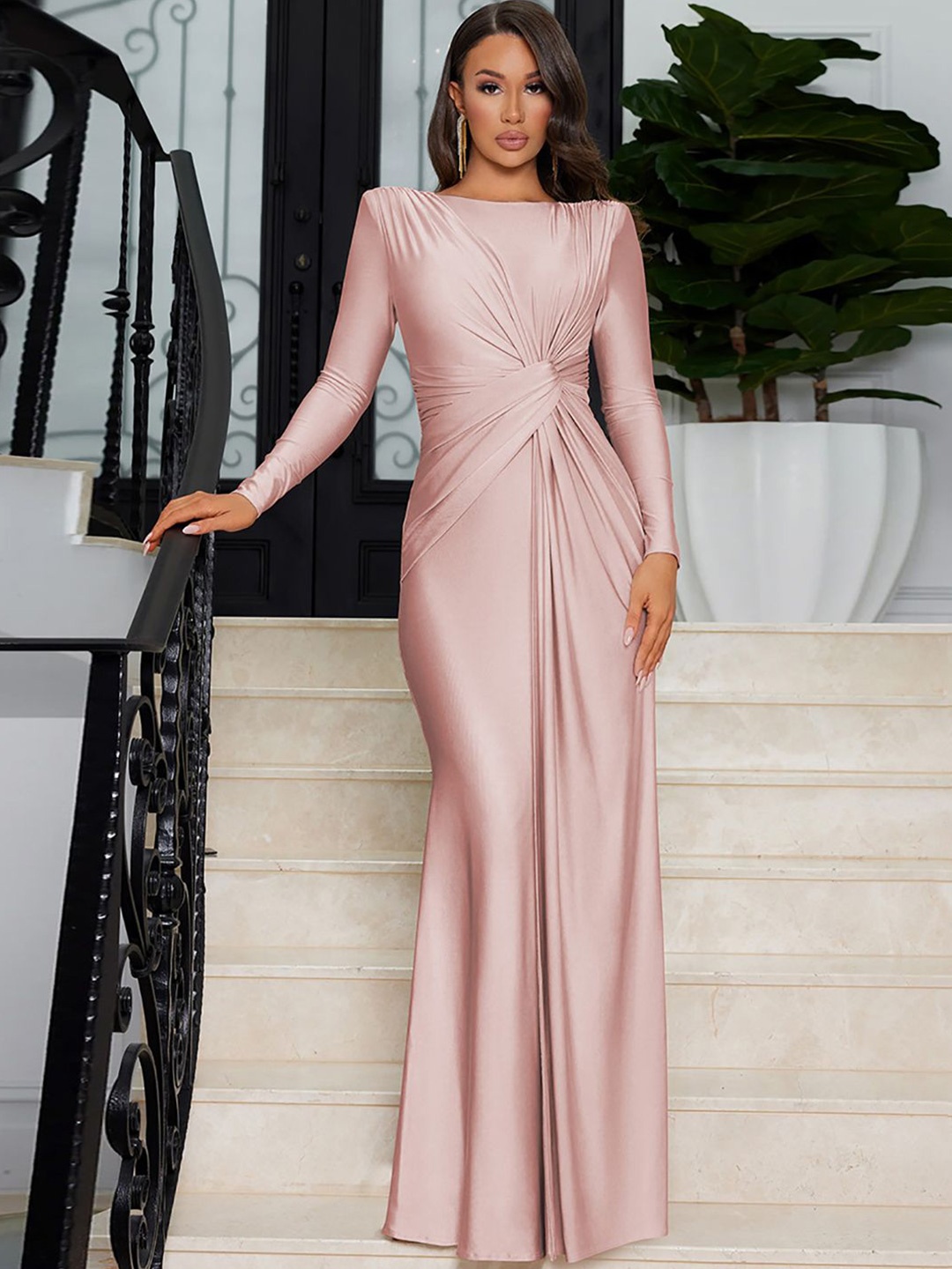 

StyleCast x Revolte Women Ruffled Fit & Flare Maxi Dress, Pink