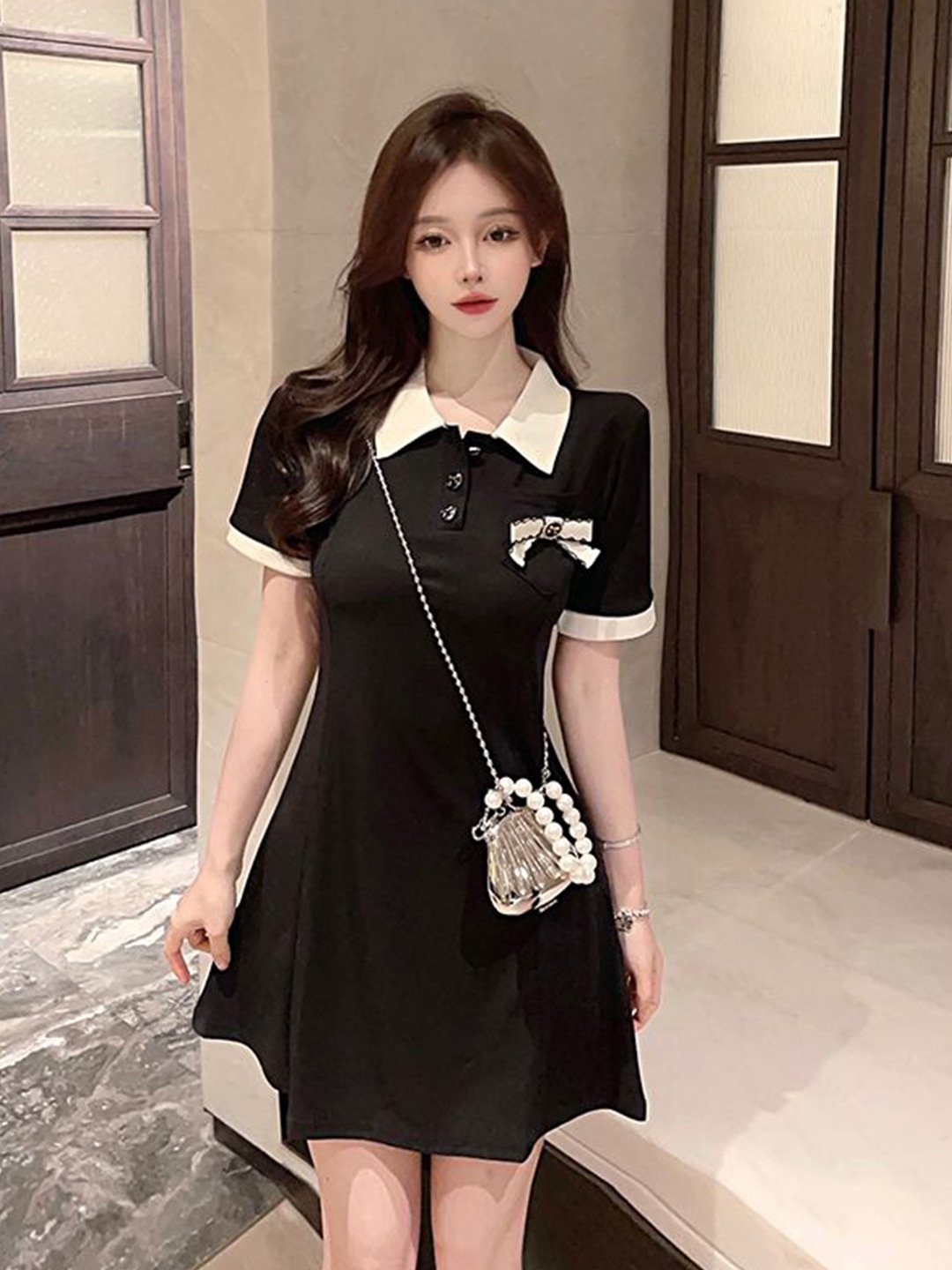 

StyleCast x Revolte Chiffon Fit & Flare Mini Dress, Black